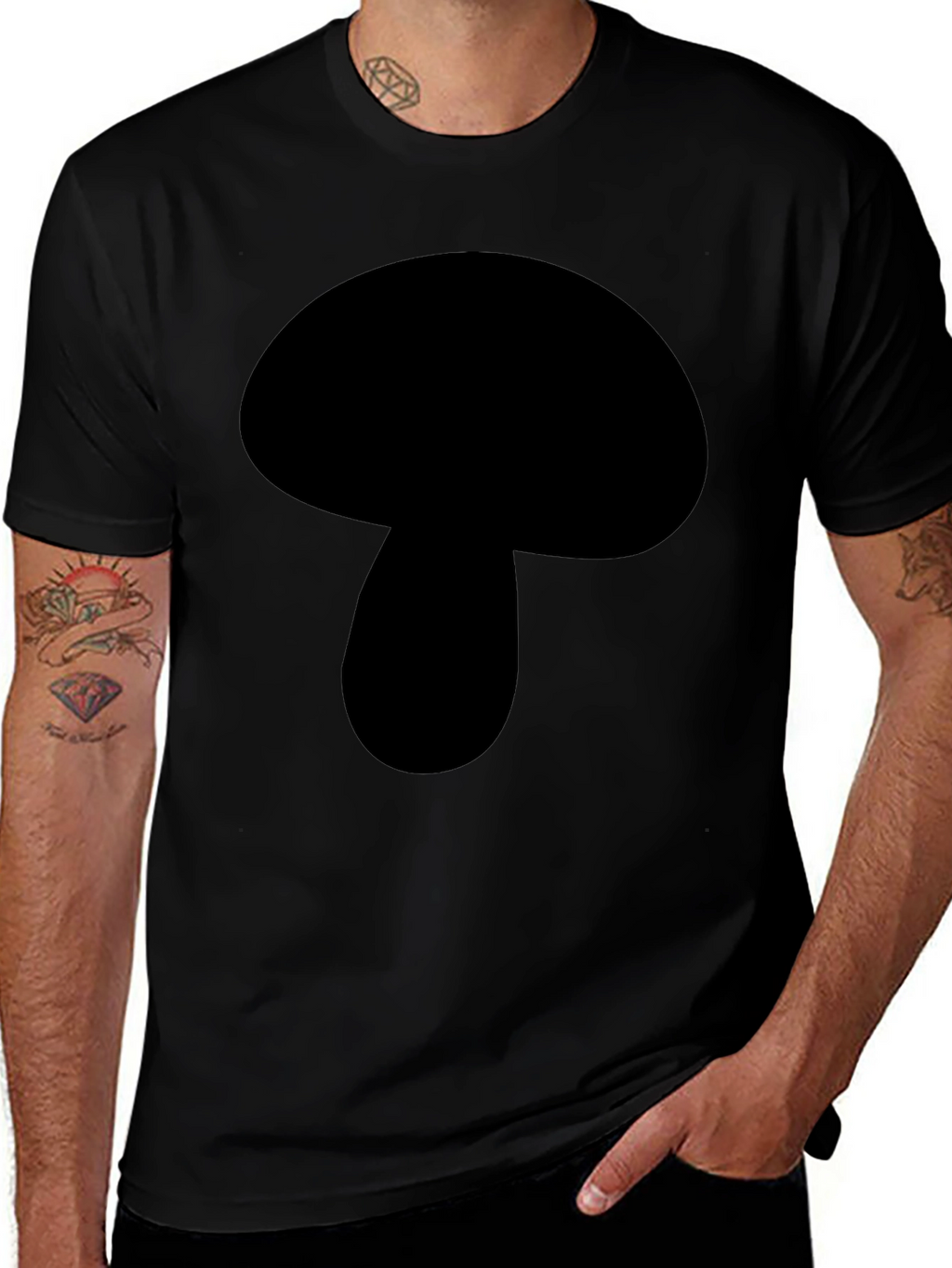 Mushroom Graphic Black T-Shirt - Casual Wear