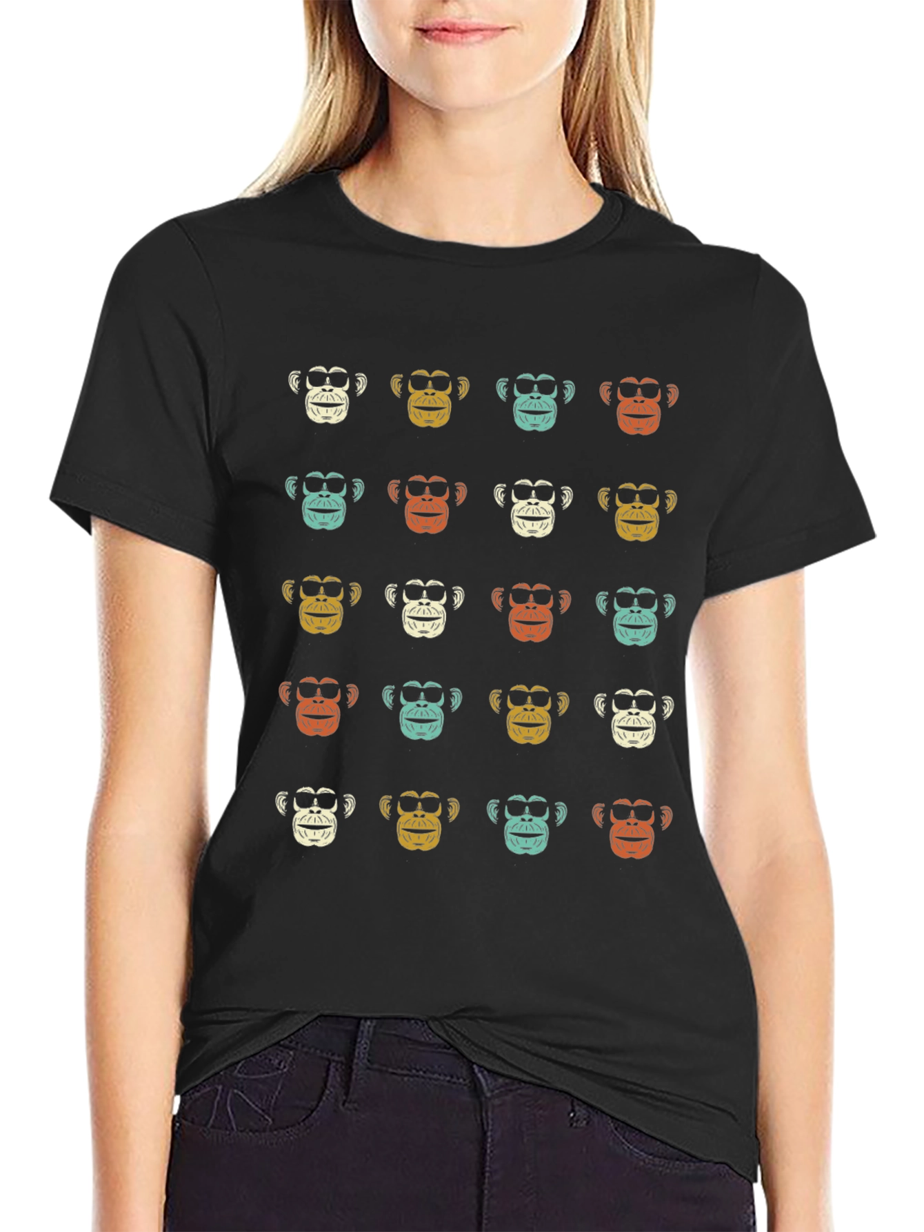 Retro Monkey Pattern T-Shirt
