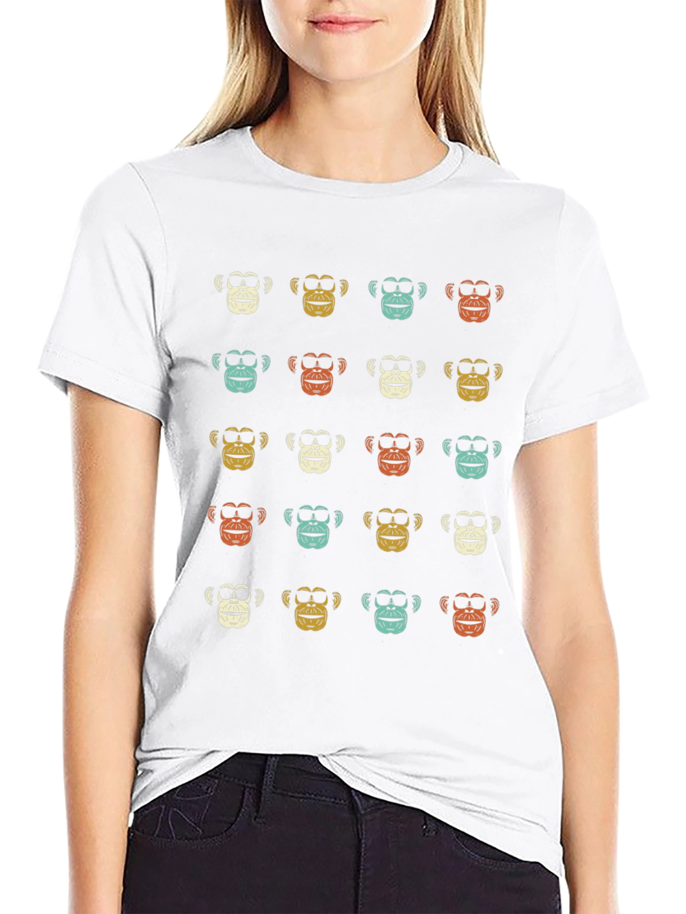 Retro Monkey Pattern T-Shirt