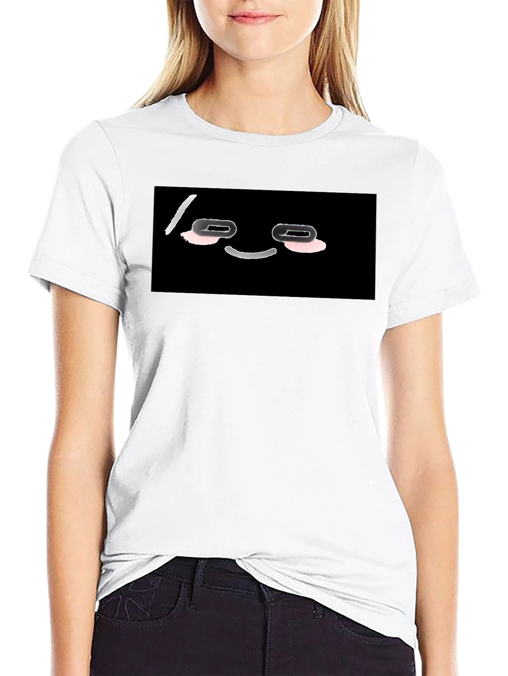 Funny Black T-Shirt with Cartoon Face
