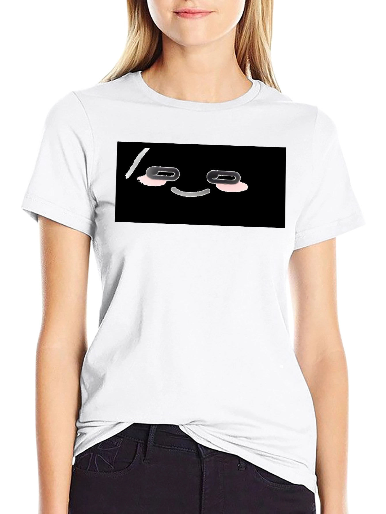 Funny Black T-Shirt with Cartoon Face