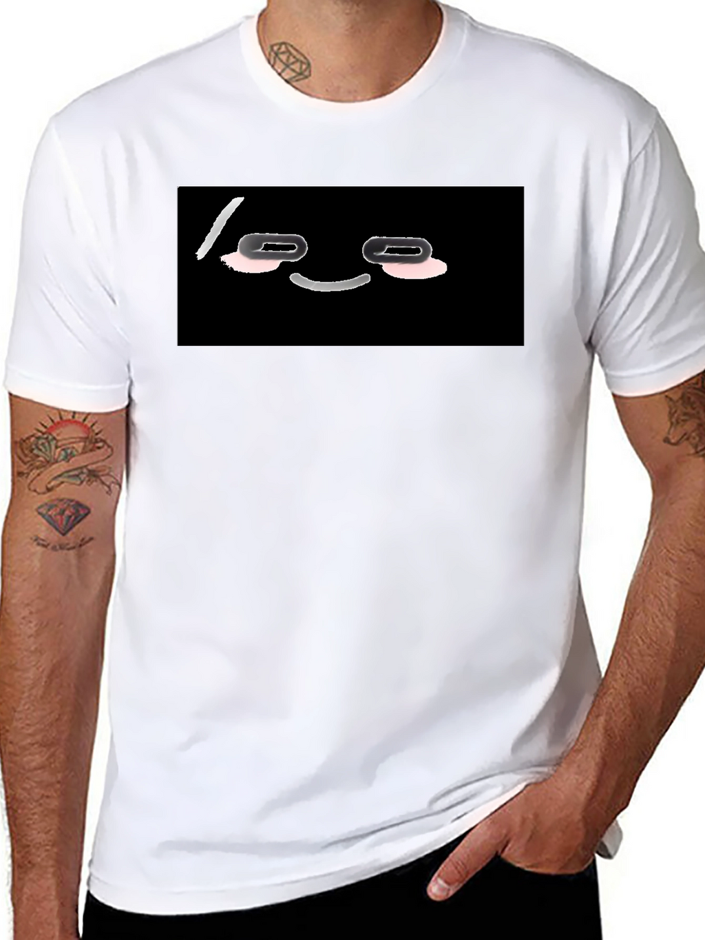 Funny Black T-Shirt with Cartoon Face