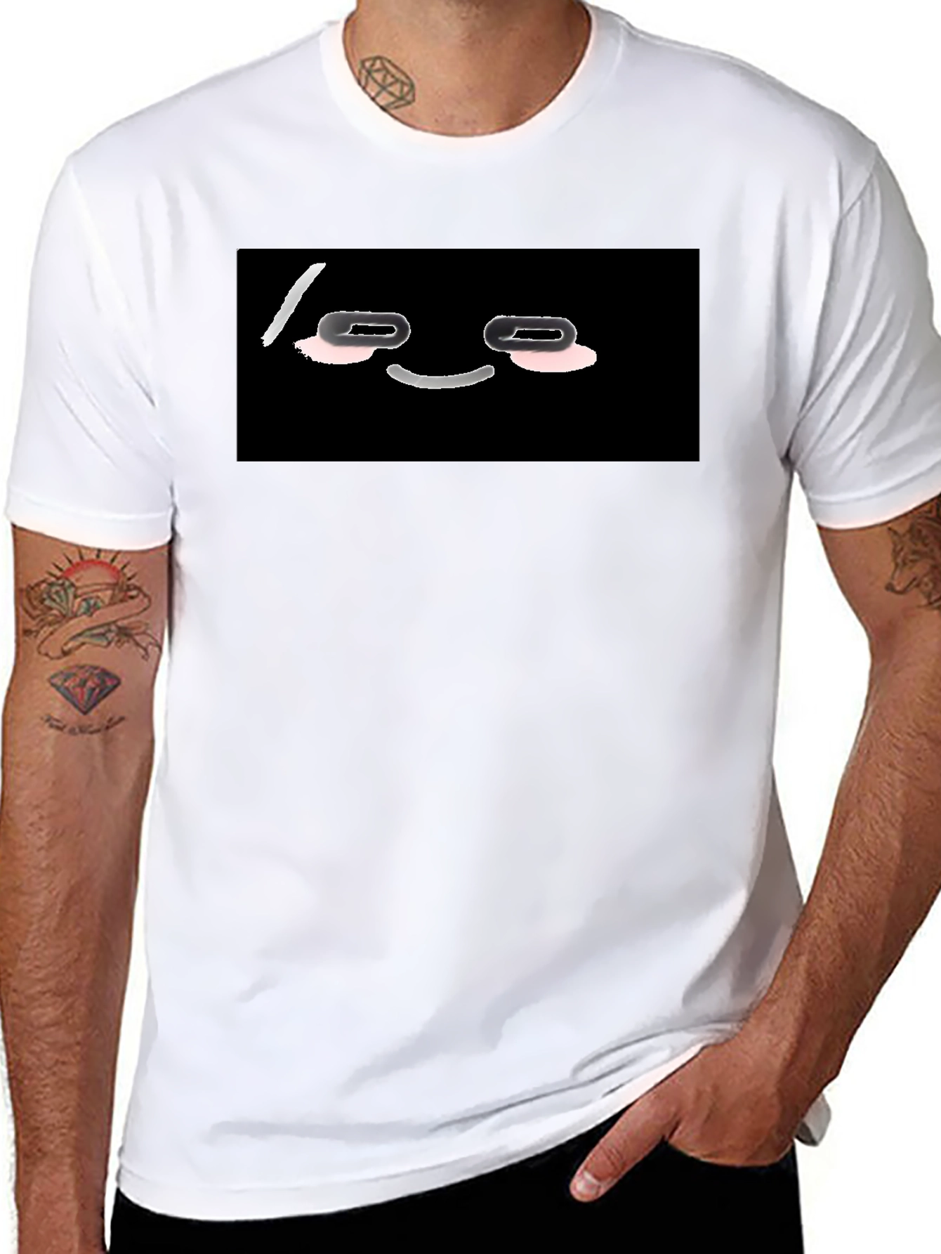 Funny Black T-Shirt with Cartoon Face
