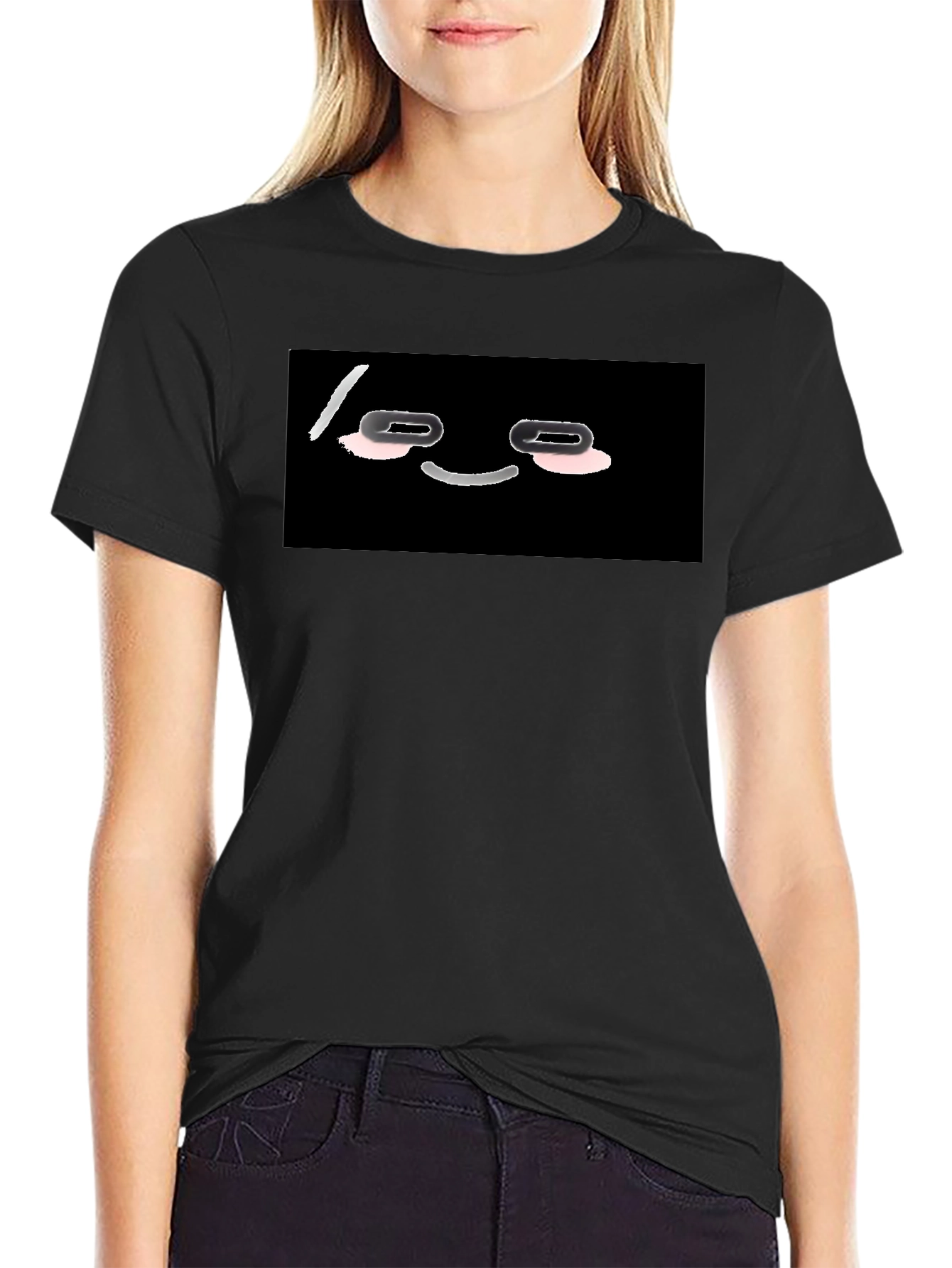 Funny Black T-Shirt with Cartoon Face