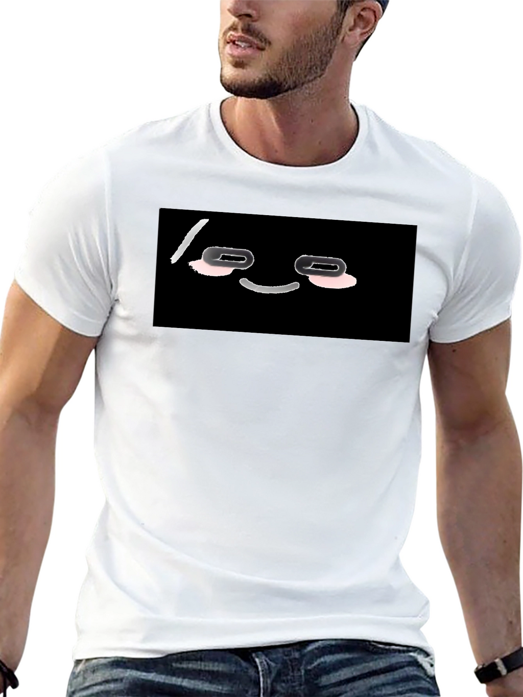 Funny Black T-Shirt with Cartoon Face