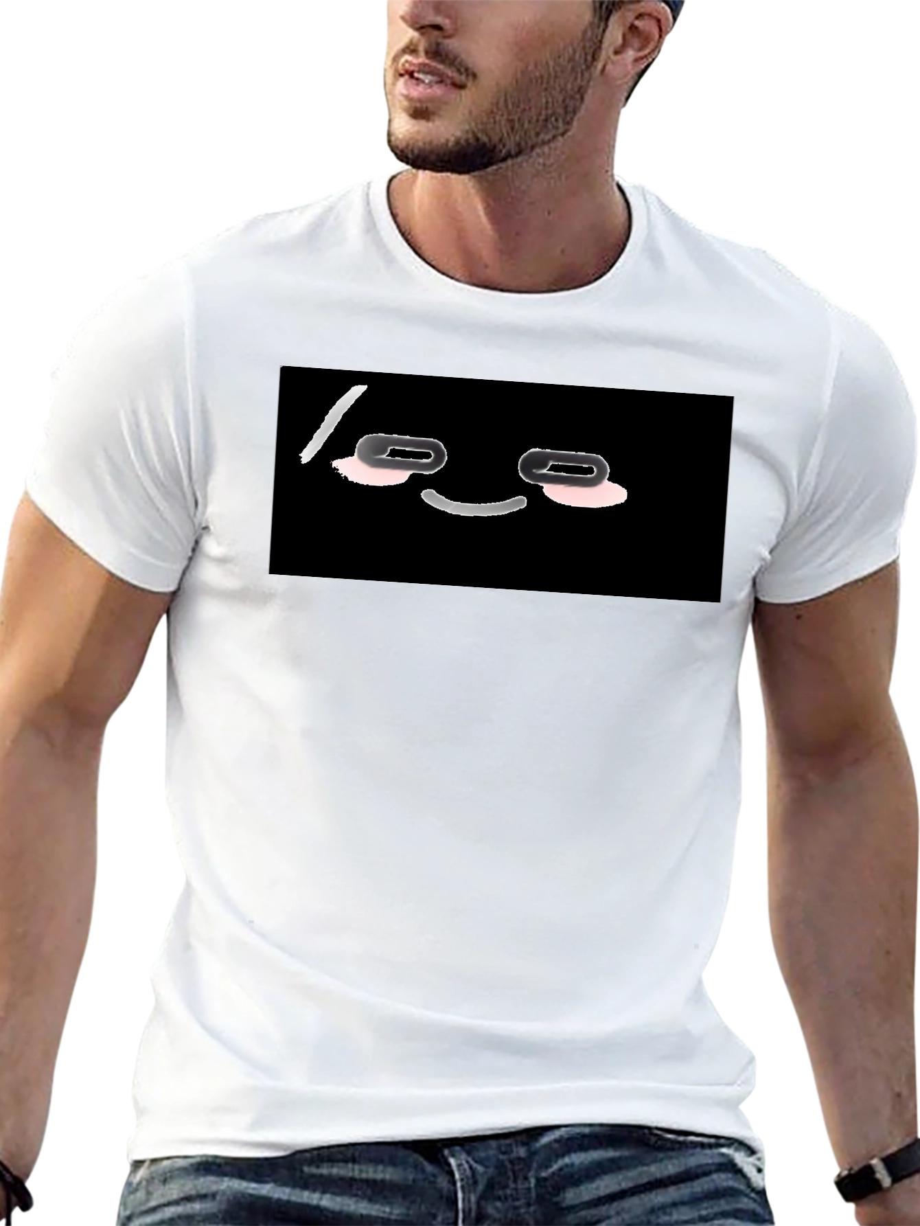Funny Black T-Shirt with Cartoon Face