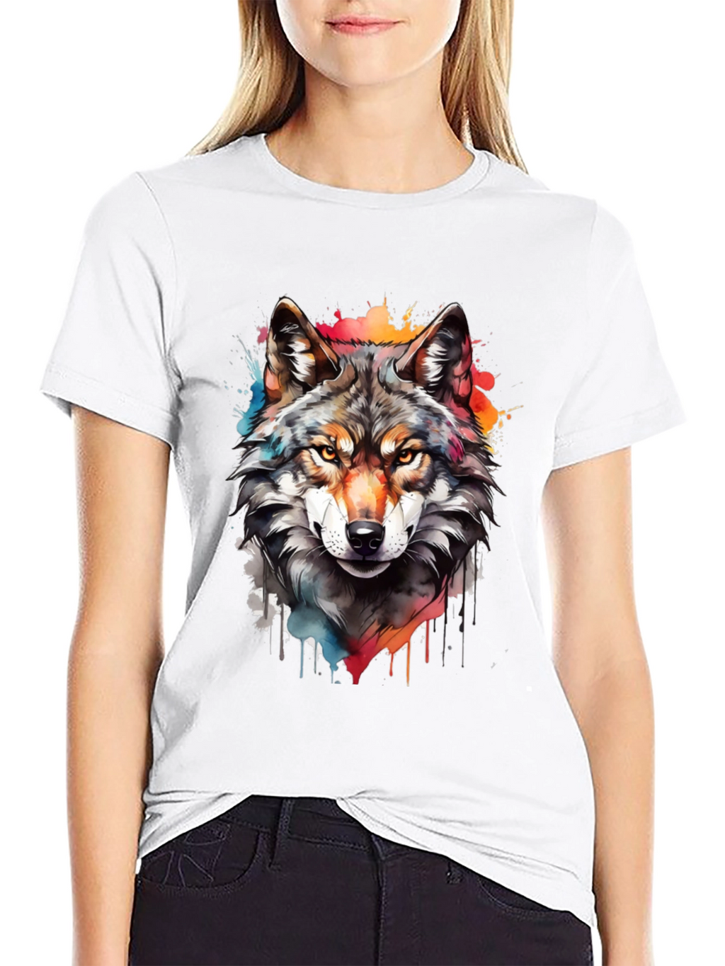 Wolf Graphic Print Tee - Mens Black T-Shirt