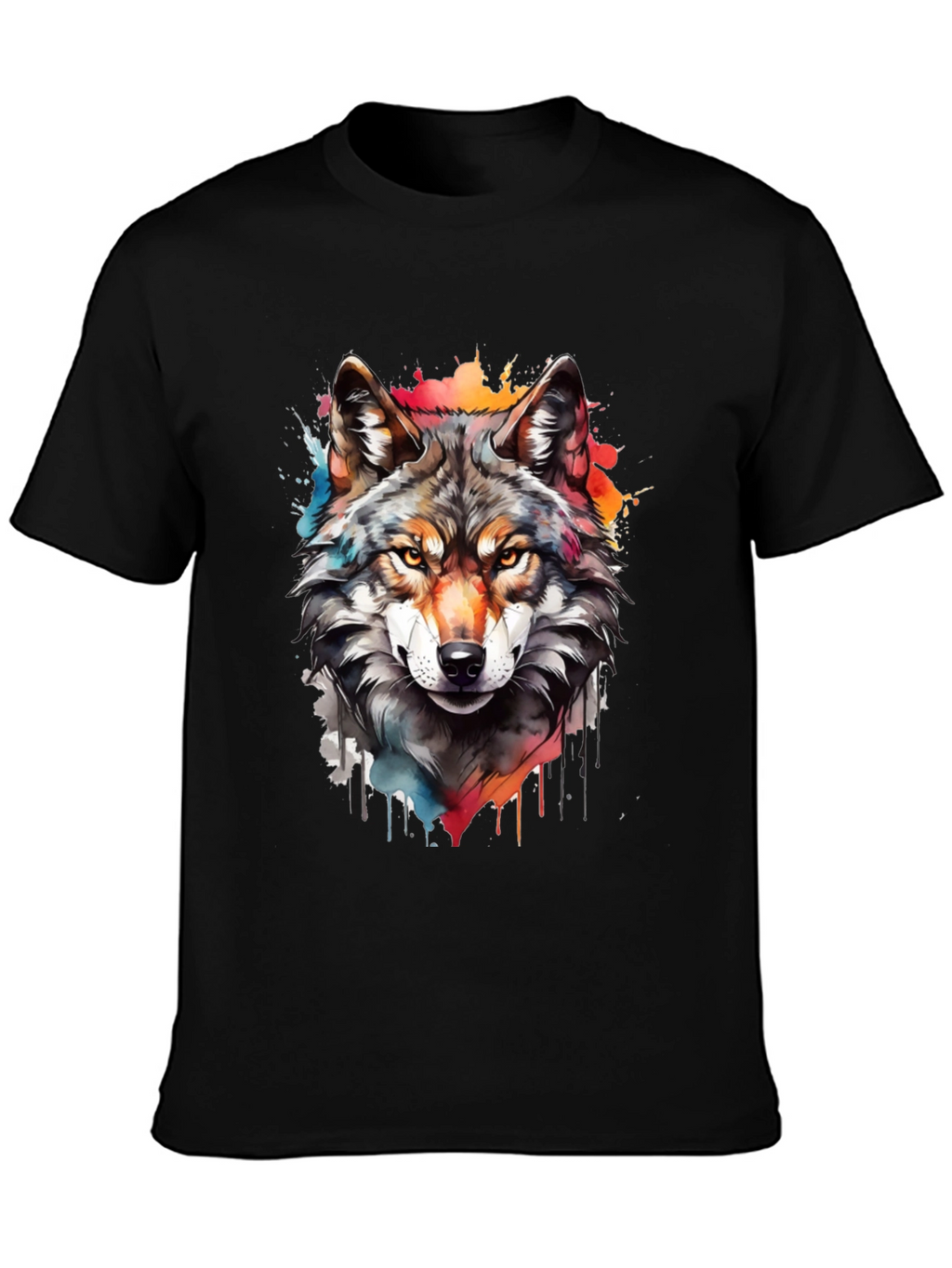 Wolf Graphic Print Tee - Mens Black T-Shirt