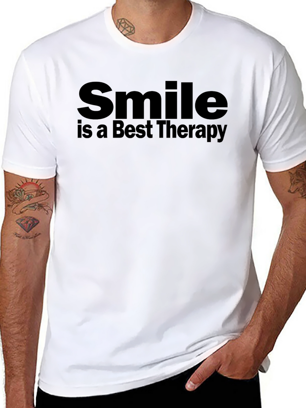 Smile Is Best Therapy Mens Black T-Shirt