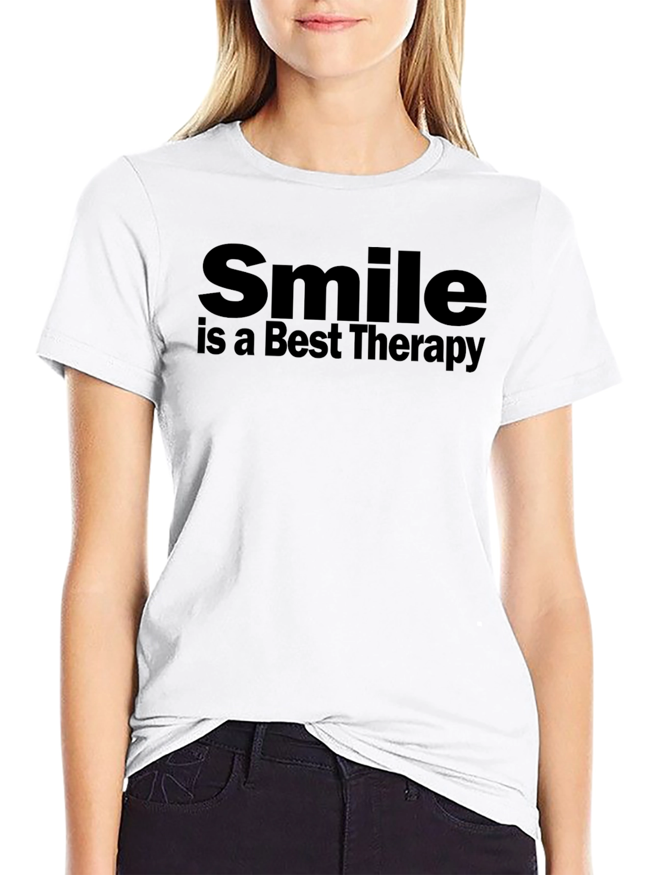 Smile Is Best Therapy Mens Black T-Shirt