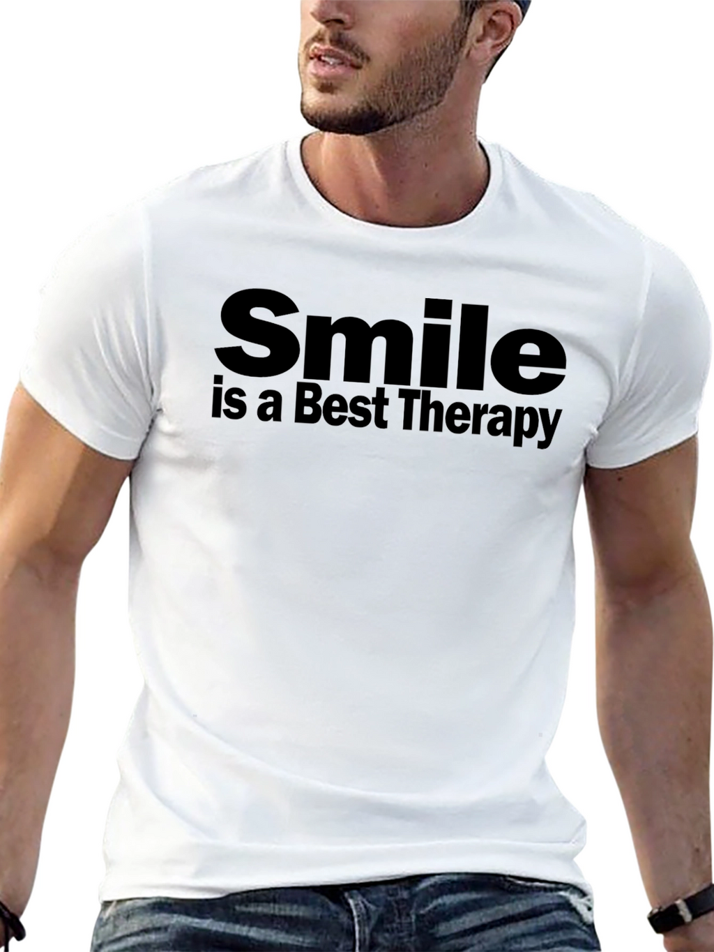 Smile Is Best Therapy Mens Black T-Shirt