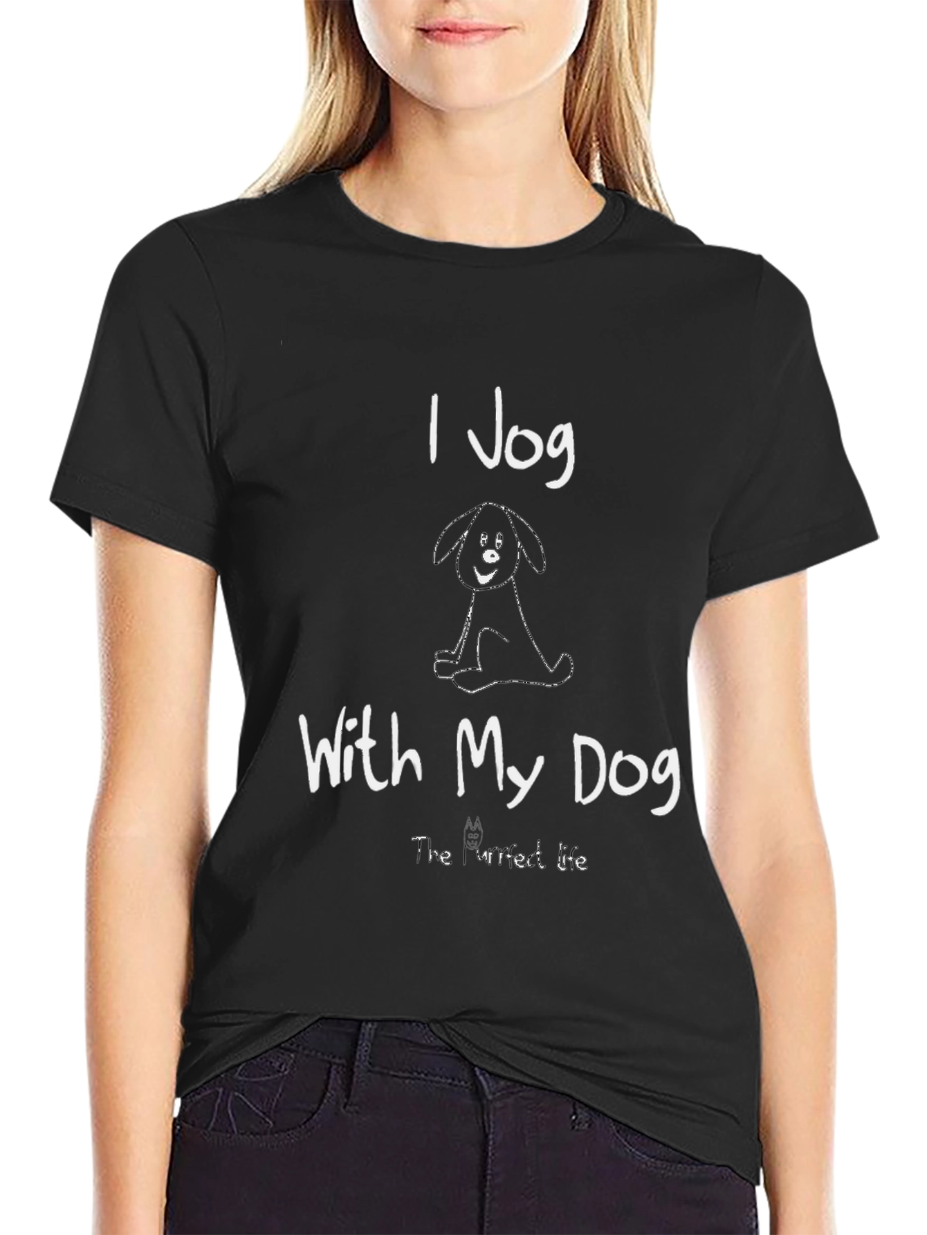 I Jog With My Dog Black T-Shirt