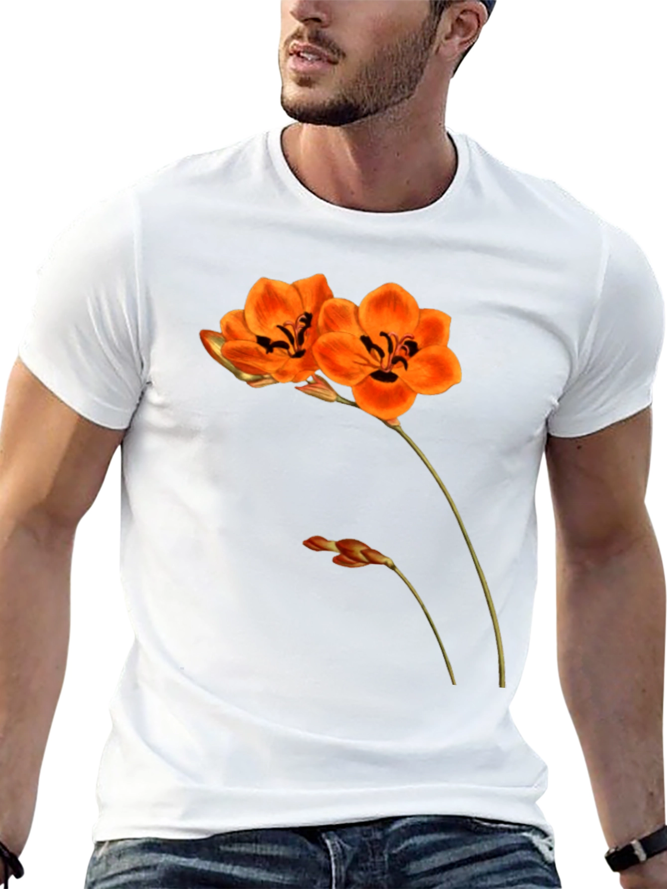 Floral Print Black T-Shirt