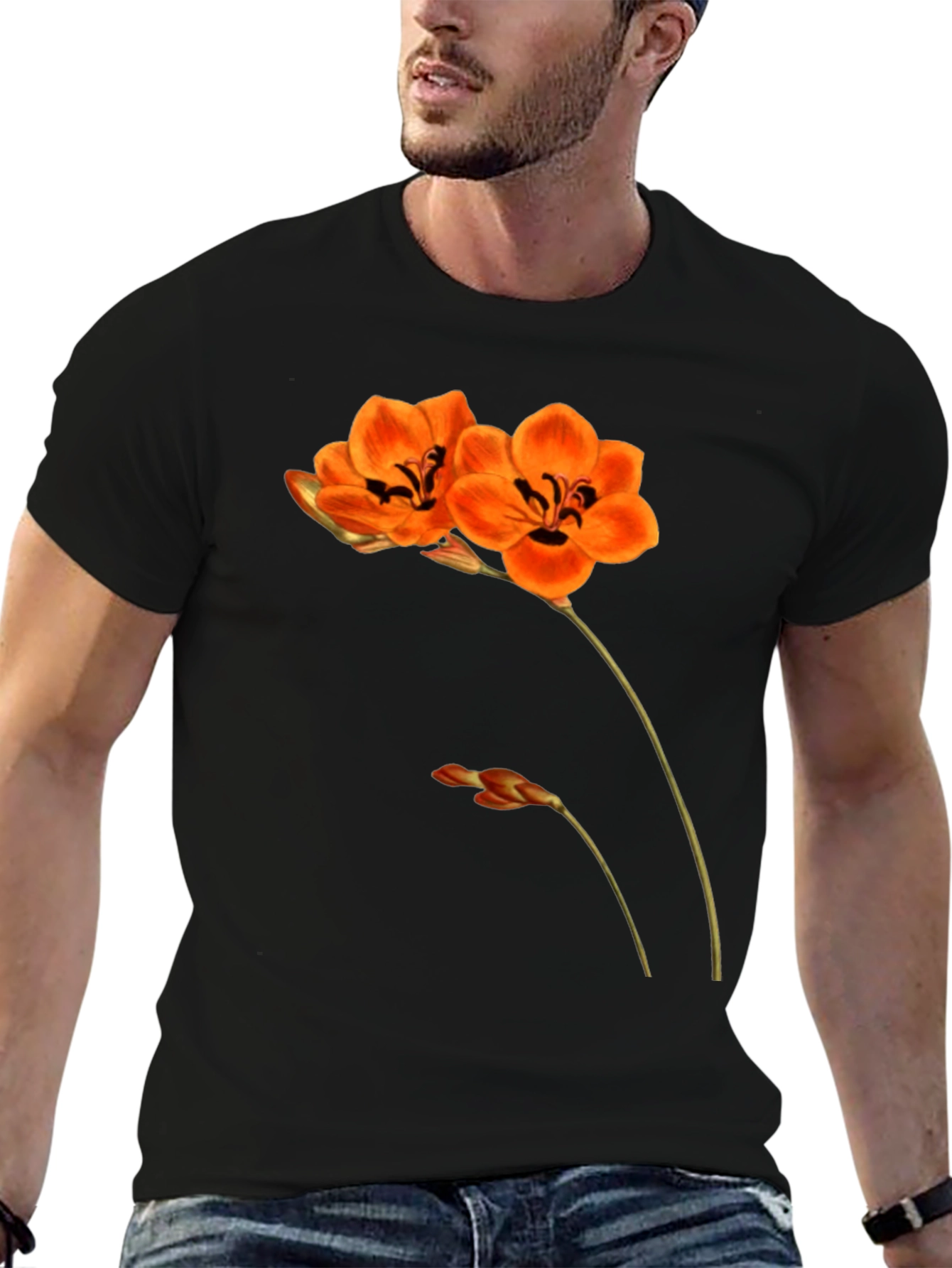 Floral Print Black T-Shirt