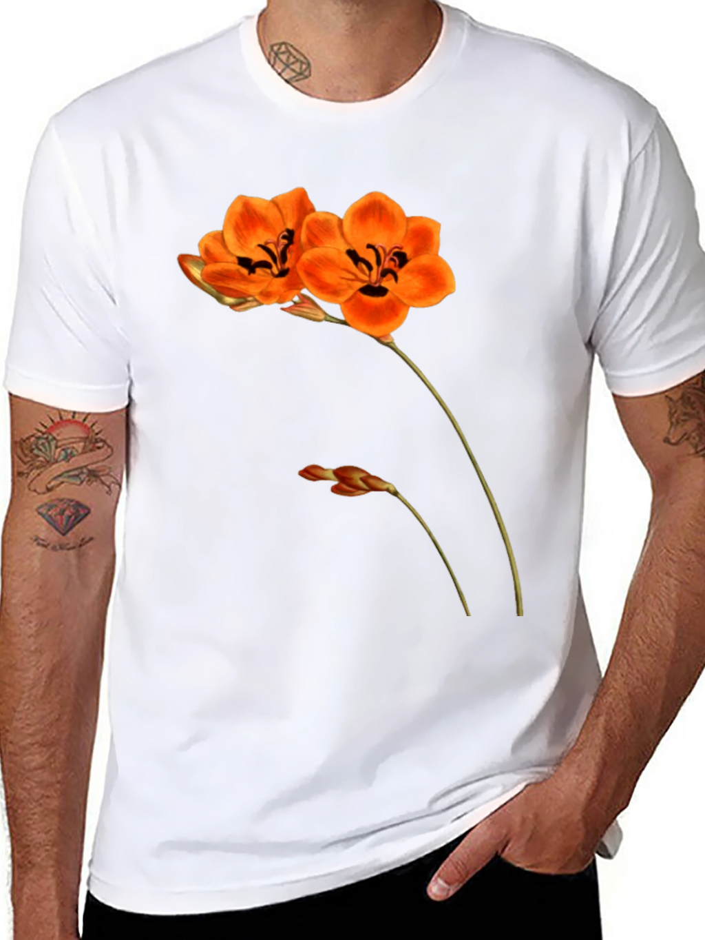 Floral Print Black T-Shirt