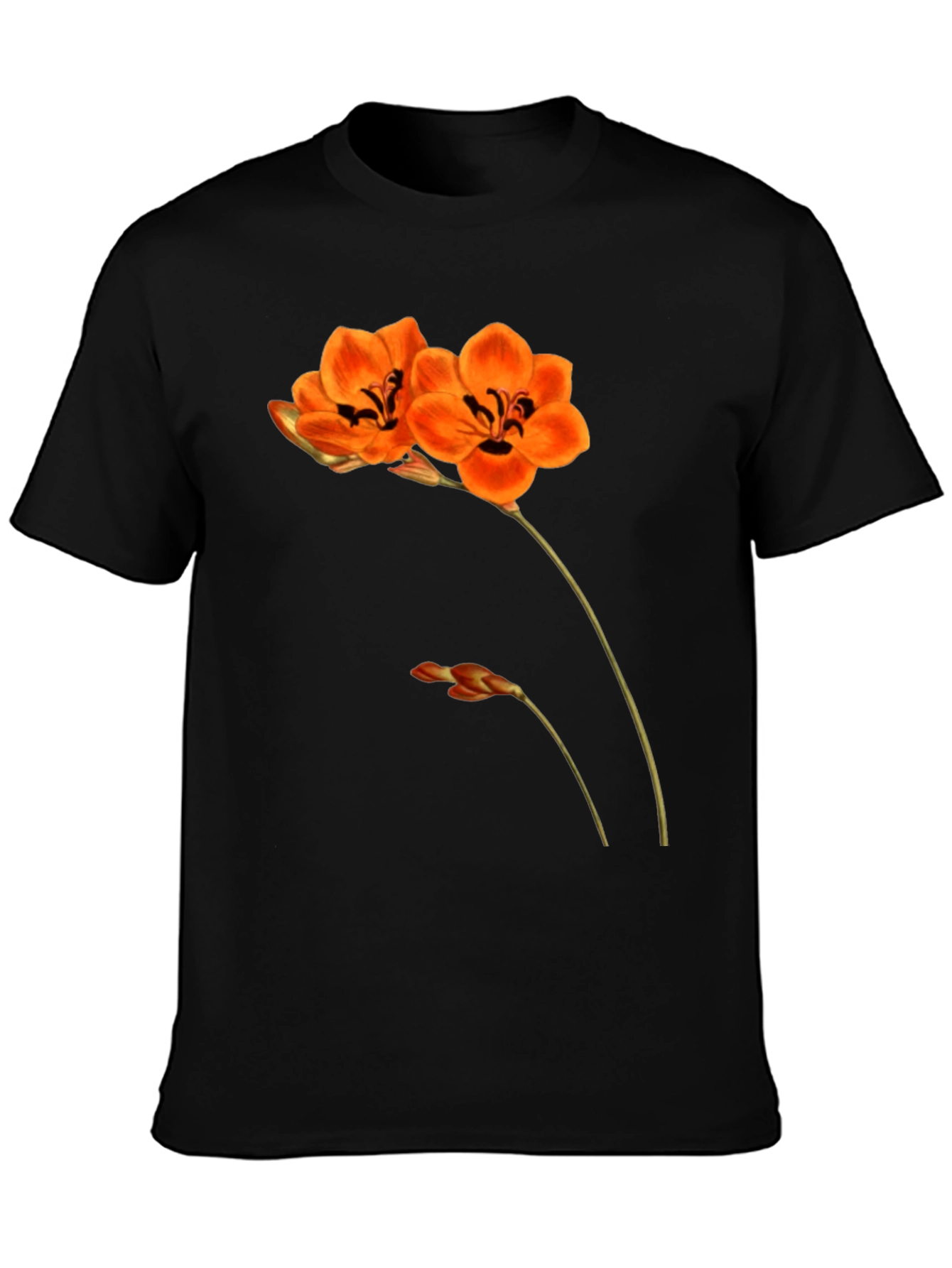 Floral Print Black T-Shirt