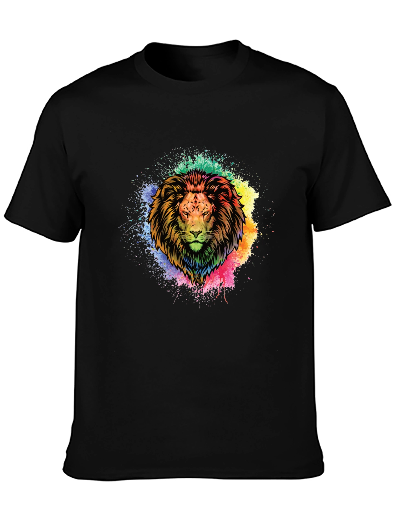 Rainbow Lion Graphic Tee - Colorful Mens Shirt