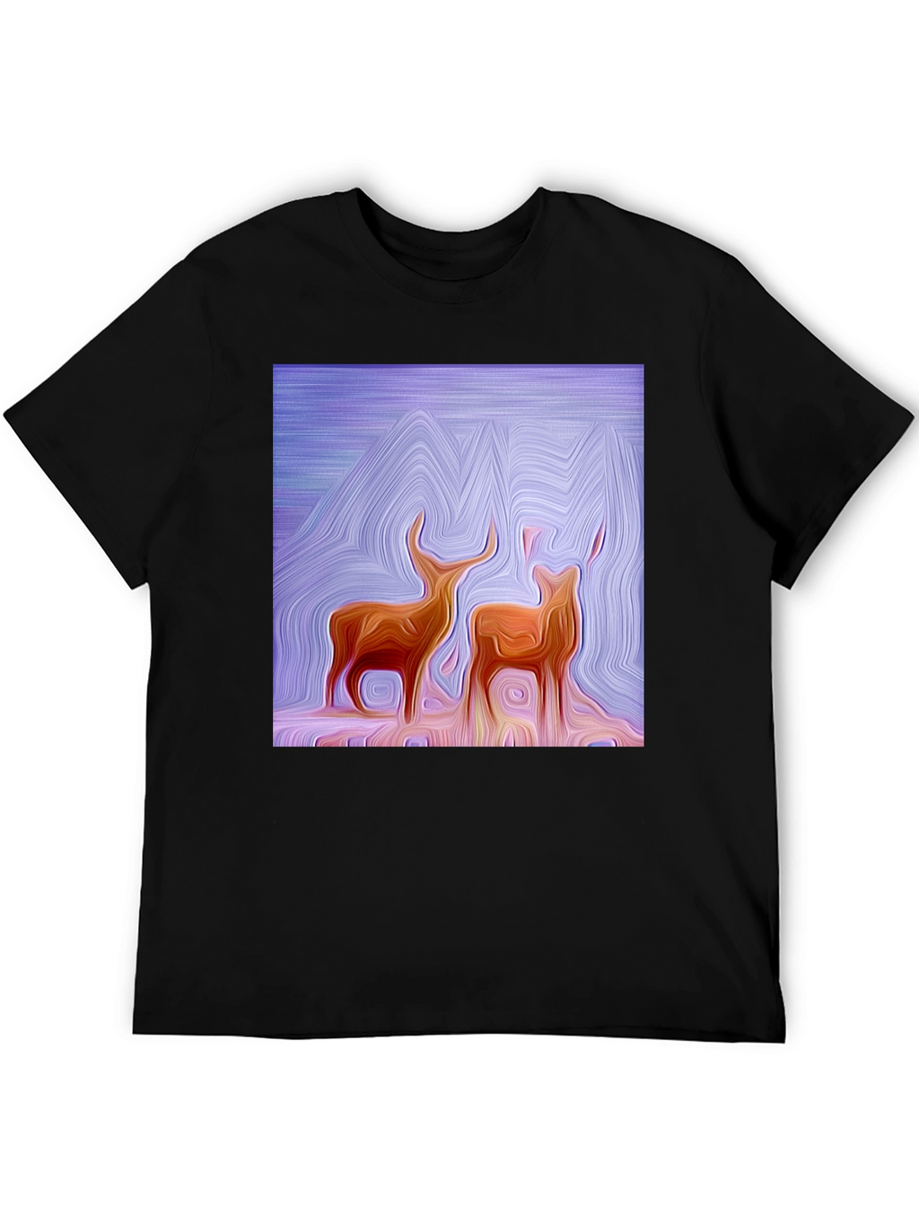 Abstract Deer Graphic Tee - Stylish Artistic Design