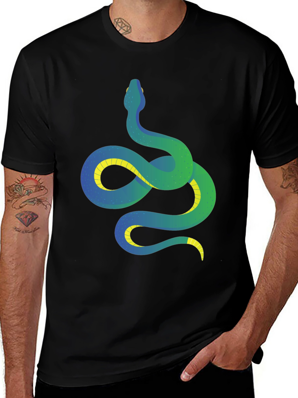Snake Graphic T-Shirt - Mens Black Tee