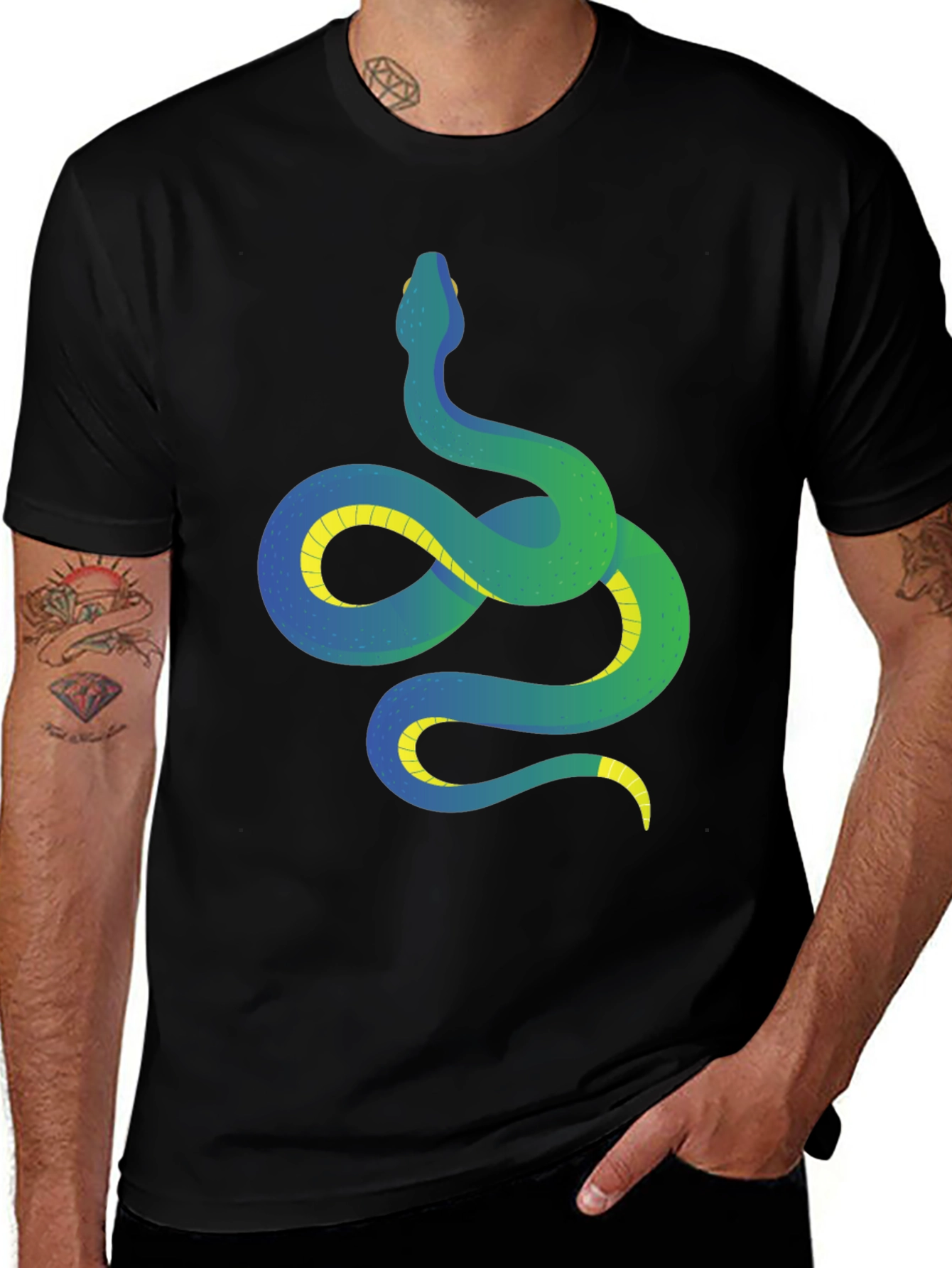 Snake Graphic T-Shirt - Mens Black Tee