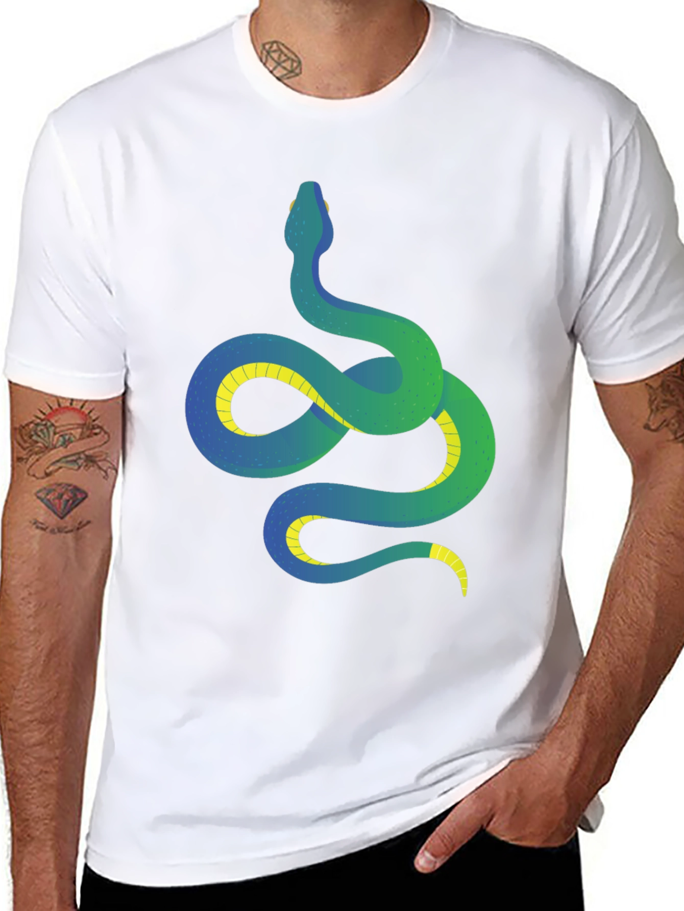 Snake Graphic T-Shirt - Mens Black Tee
