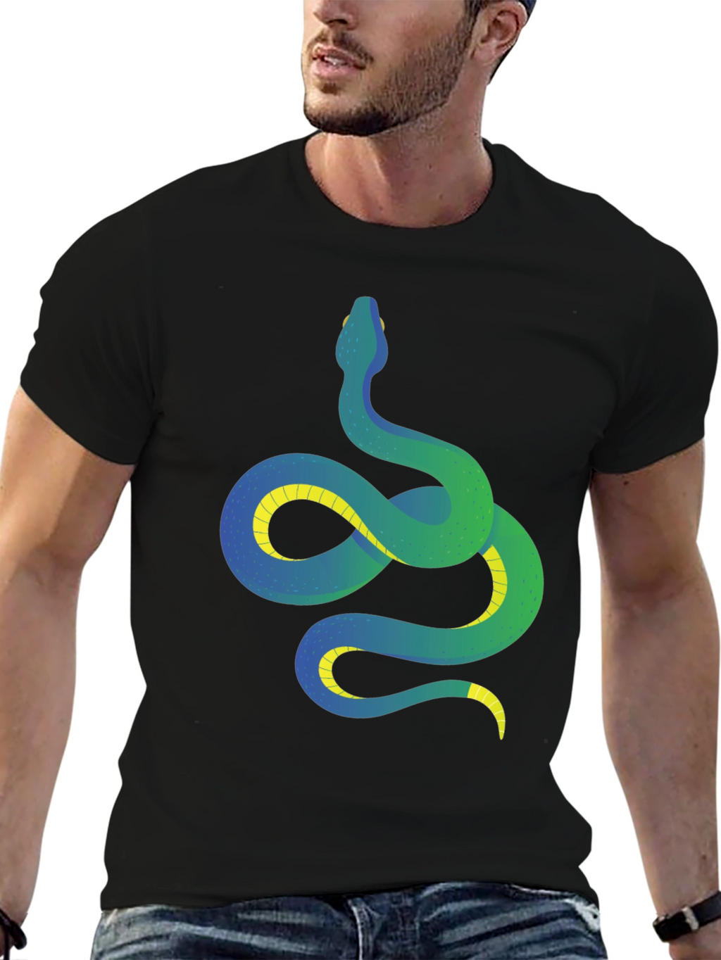 Snake Graphic T-Shirt - Mens Black Tee