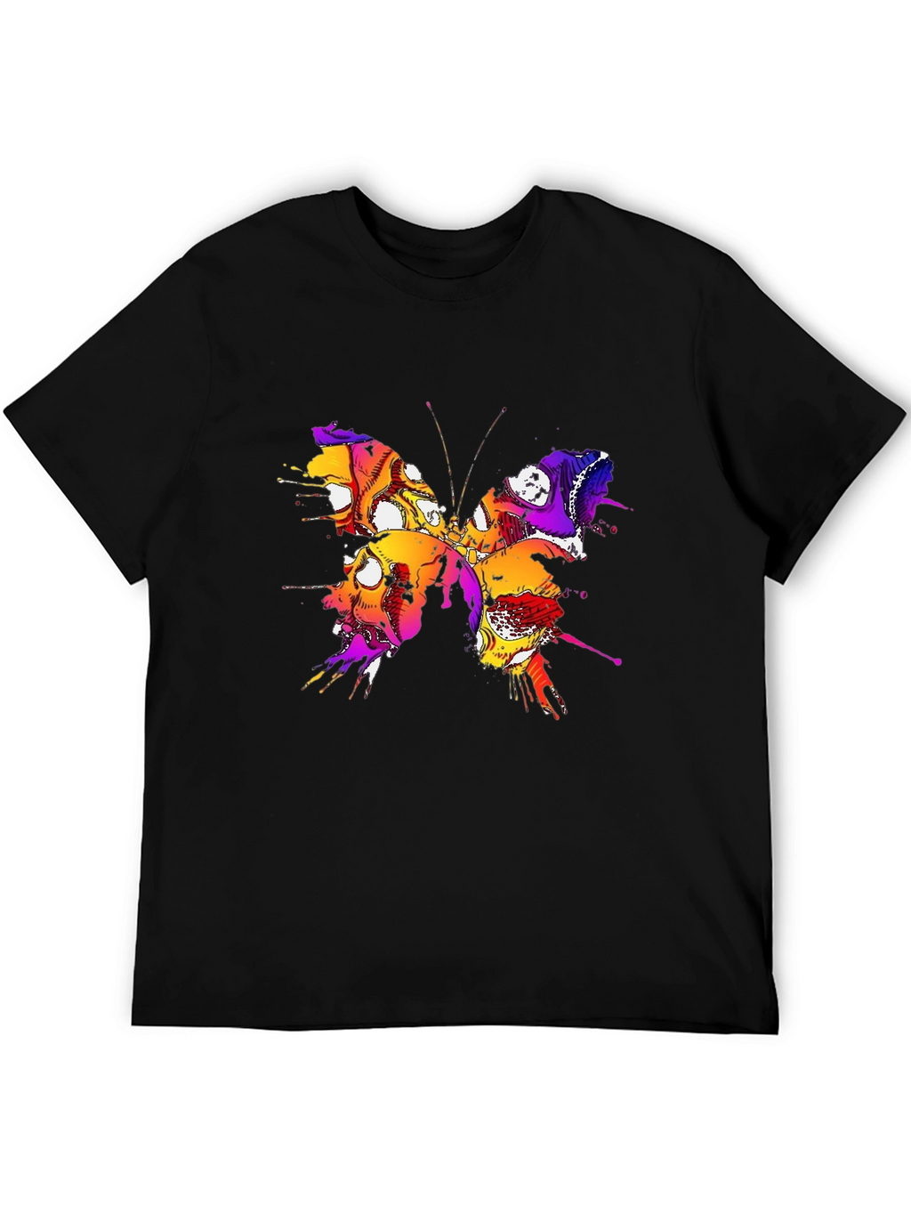 Butterfly Skull Graphic Tee - Mens Black T-Shirt