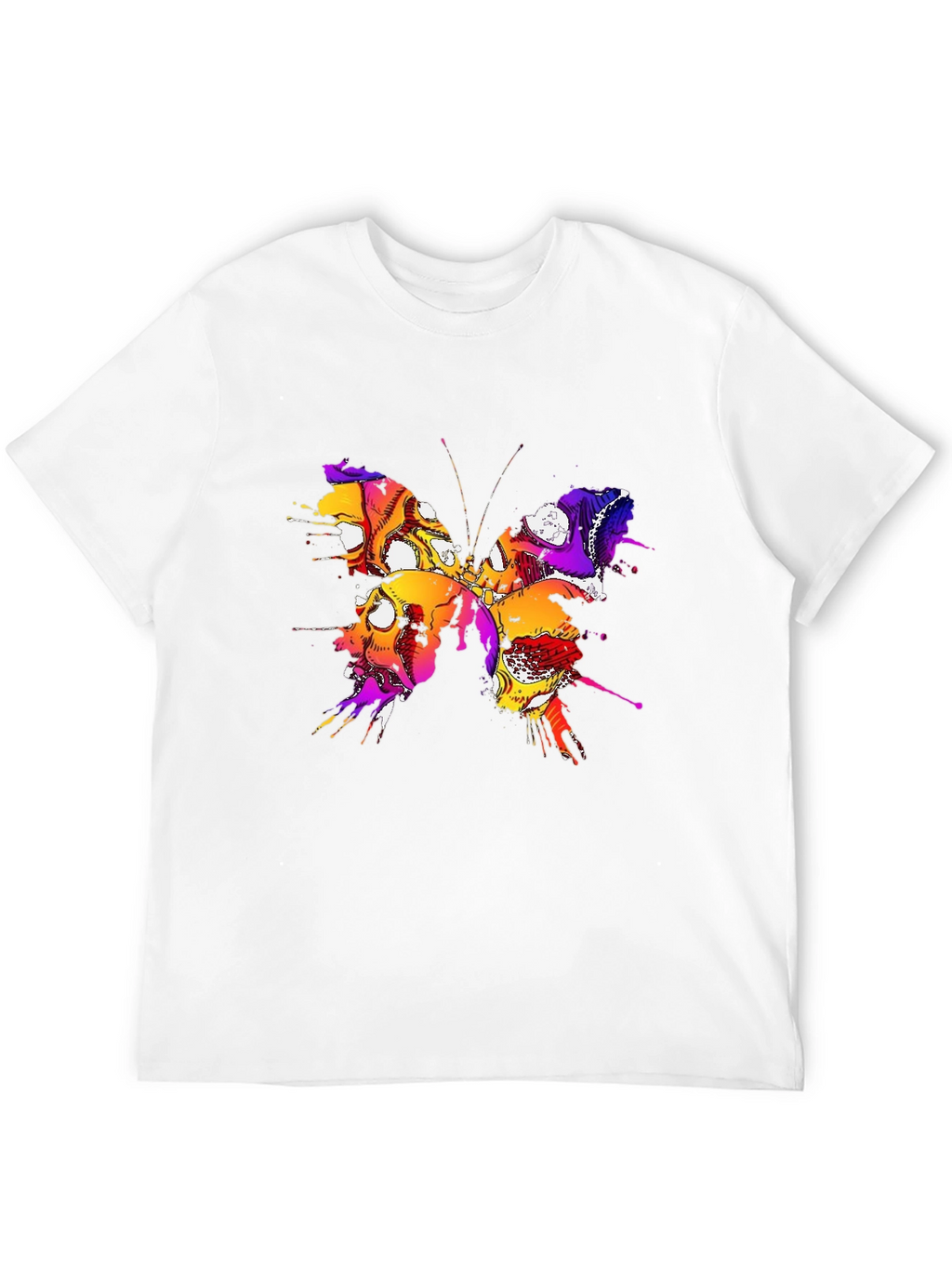 Butterfly Skull Graphic Tee - Mens Black T-Shirt
