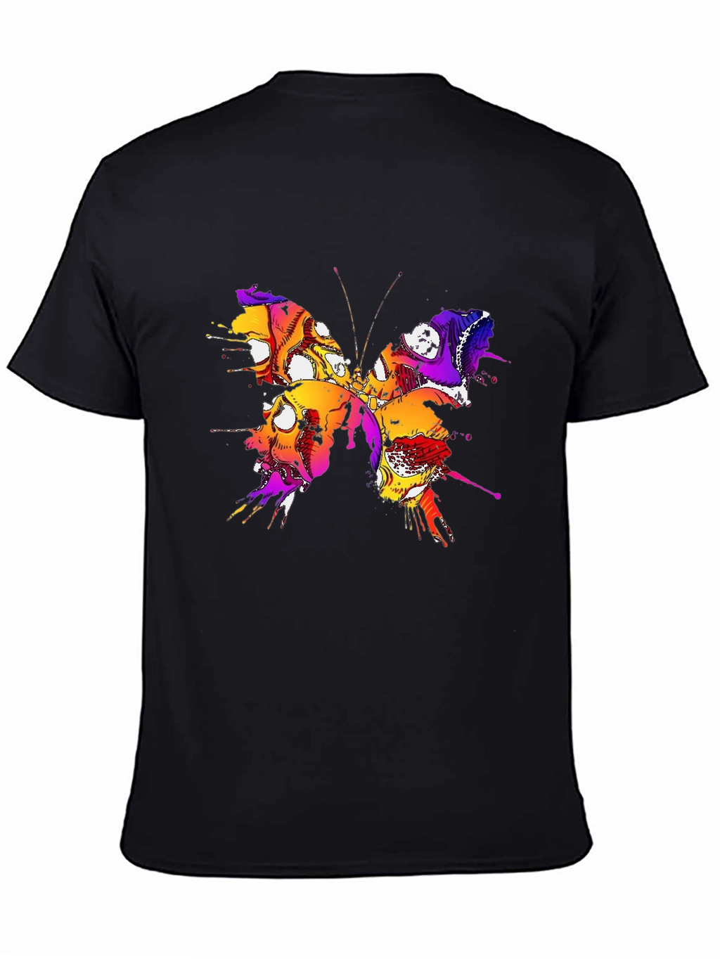 Butterfly Skull Graphic Tee - Mens Black T-Shirt