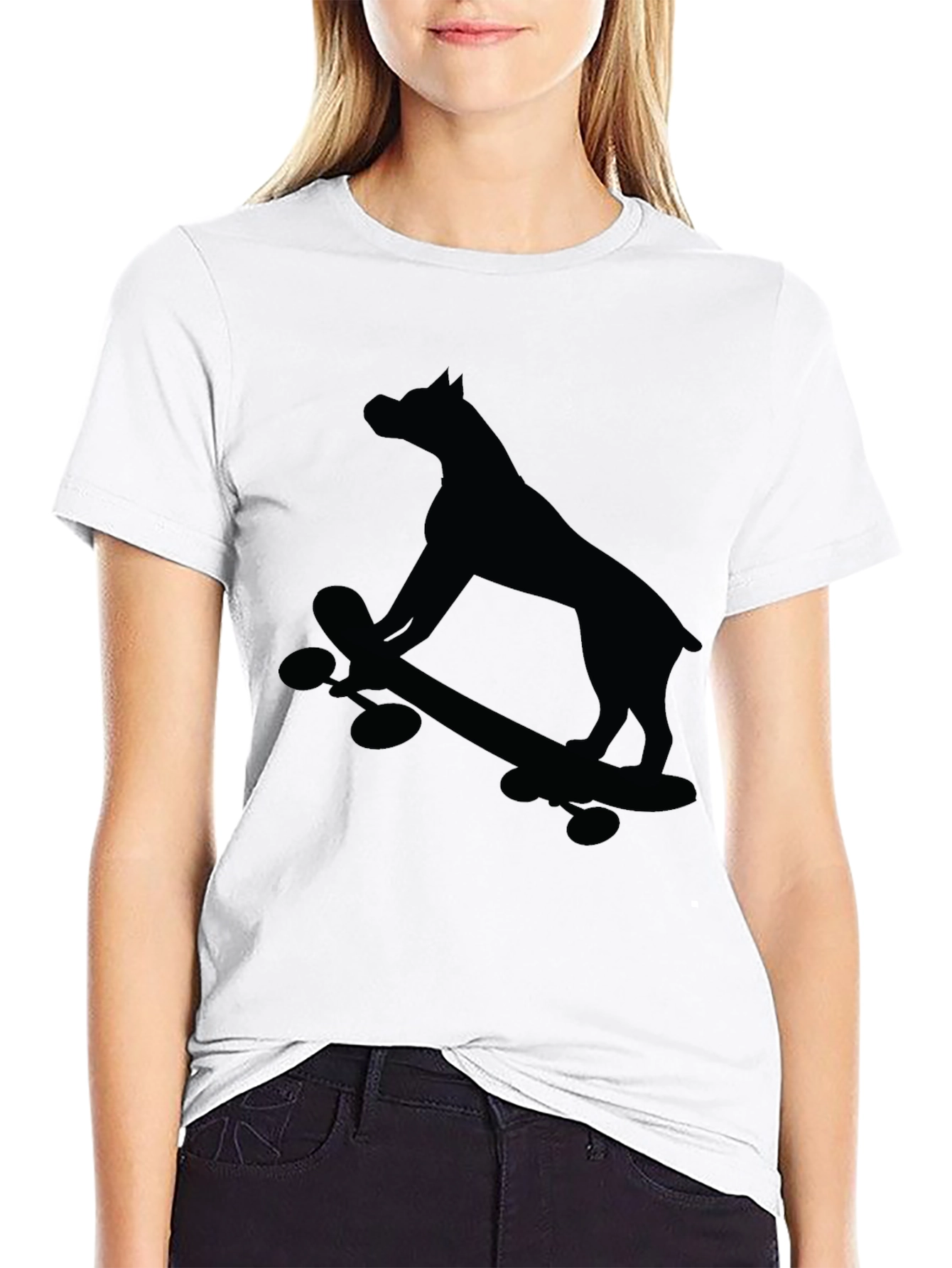 Dog on Skateboard Graphic Tee - Black T-Shirt