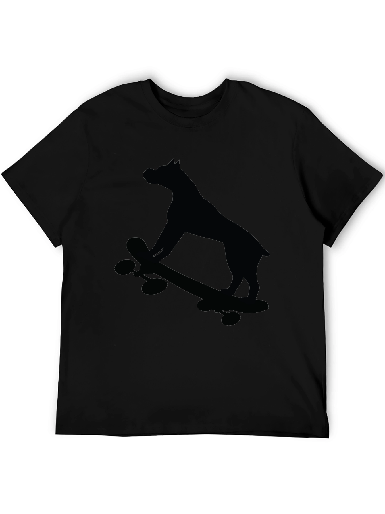 Dog on Skateboard Graphic Tee - Black T-Shirt