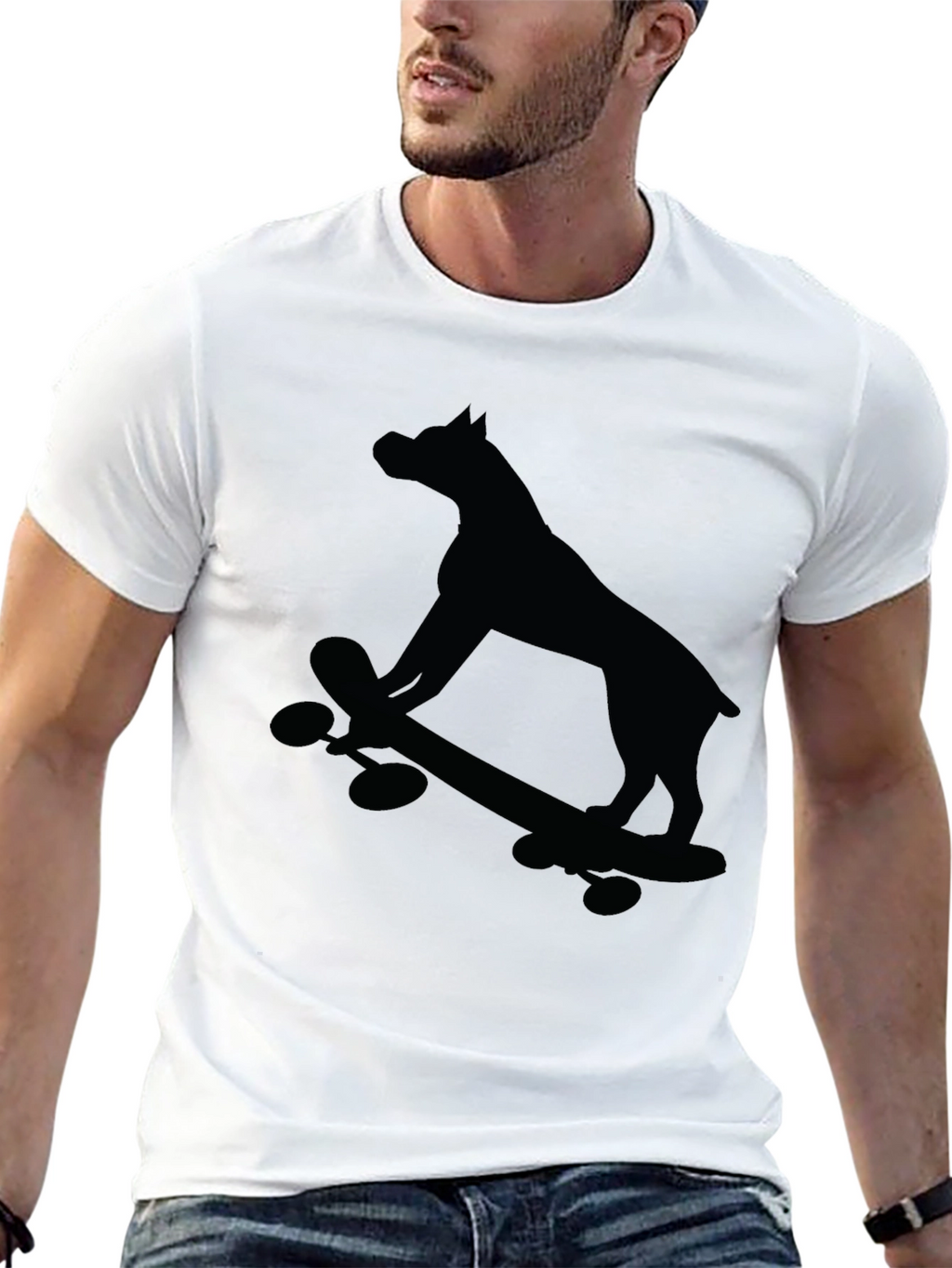 Dog on Skateboard Graphic Tee - Black T-Shirt