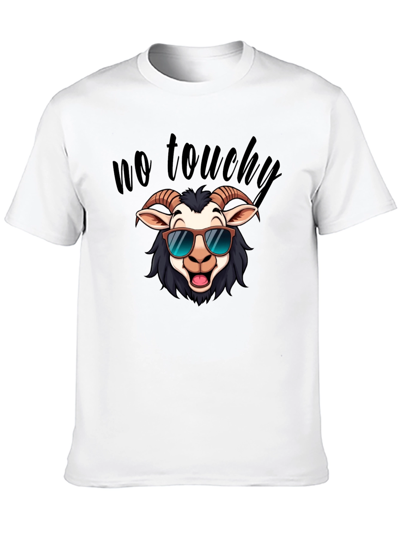 Cool Goat Graphic Tee - No Touchy Funny Shirt