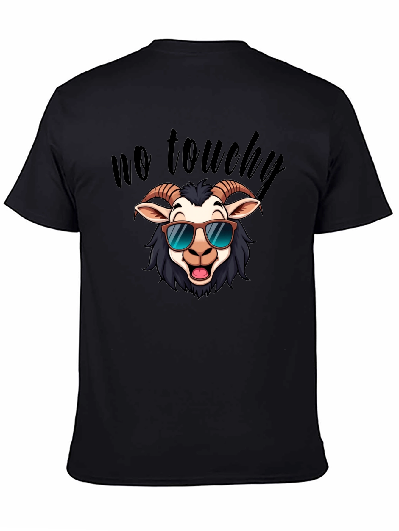 Cool Goat Graphic Tee - No Touchy Funny Shirt