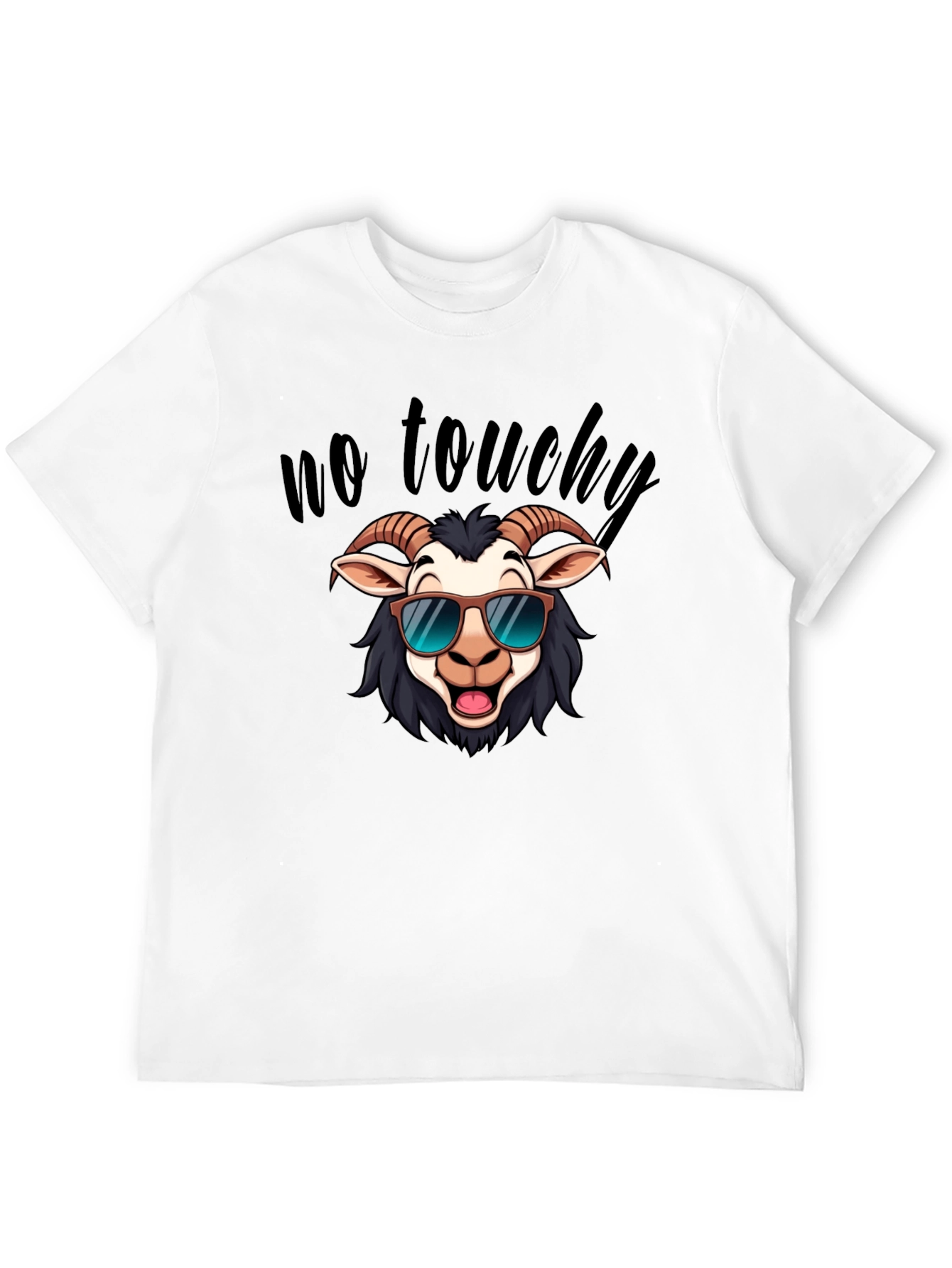 Cool Goat Graphic Tee - No Touchy Funny Shirt