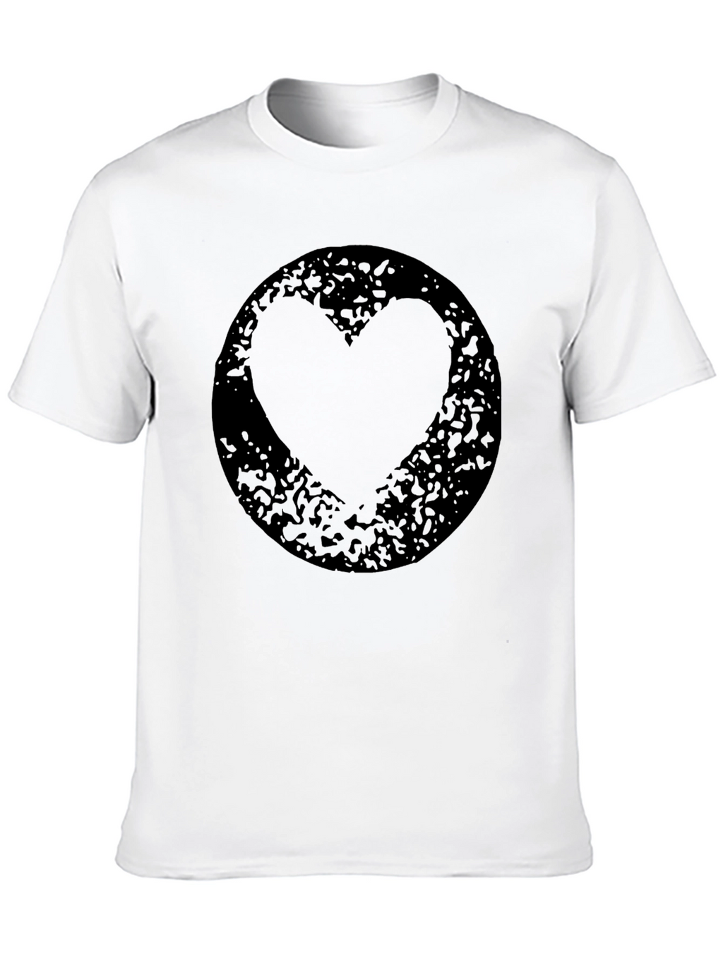 Grunge Heart Circle Black T-Shirt