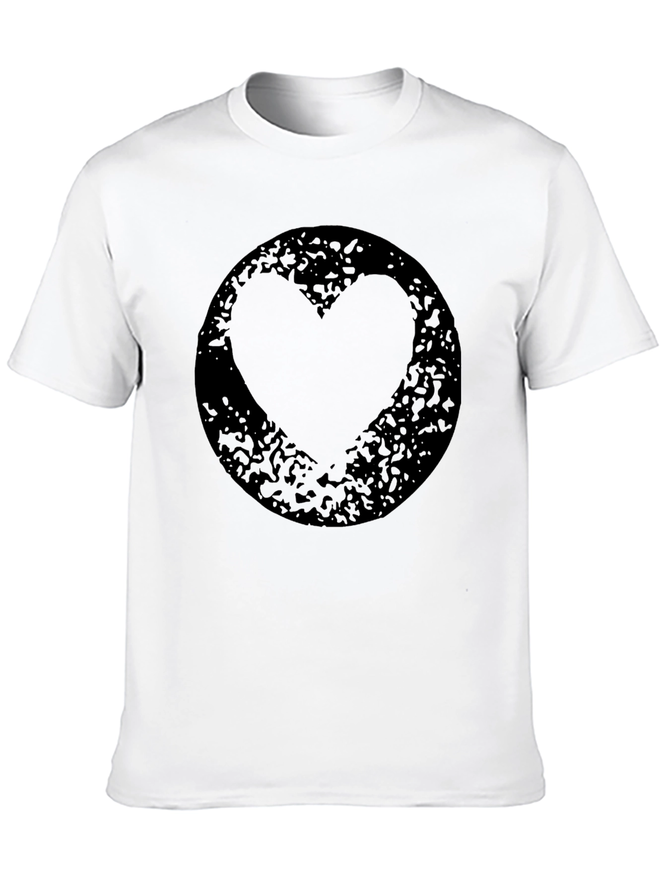 Grunge Heart Circle Black T-Shirt