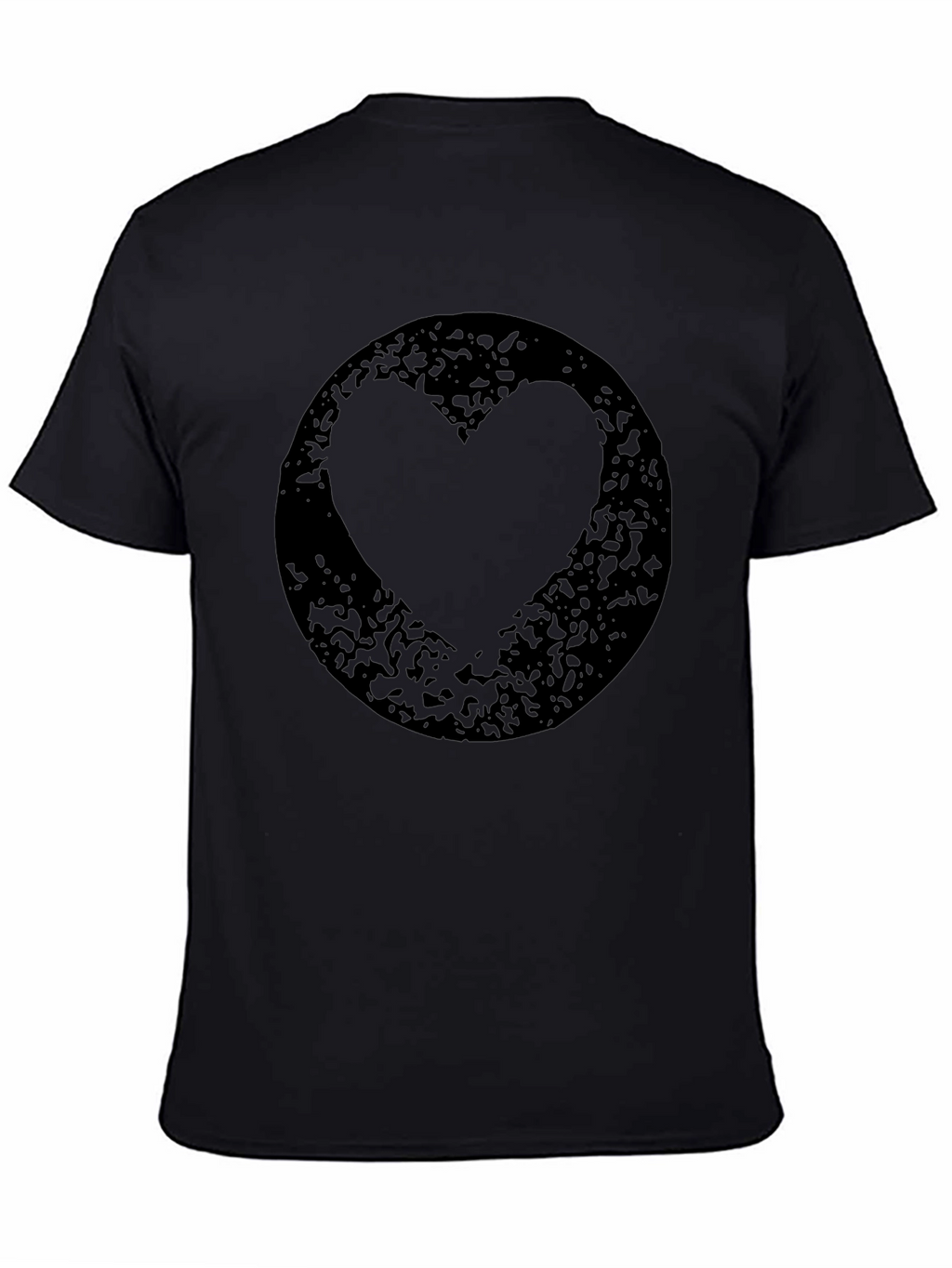 Grunge Heart Circle Black T-Shirt