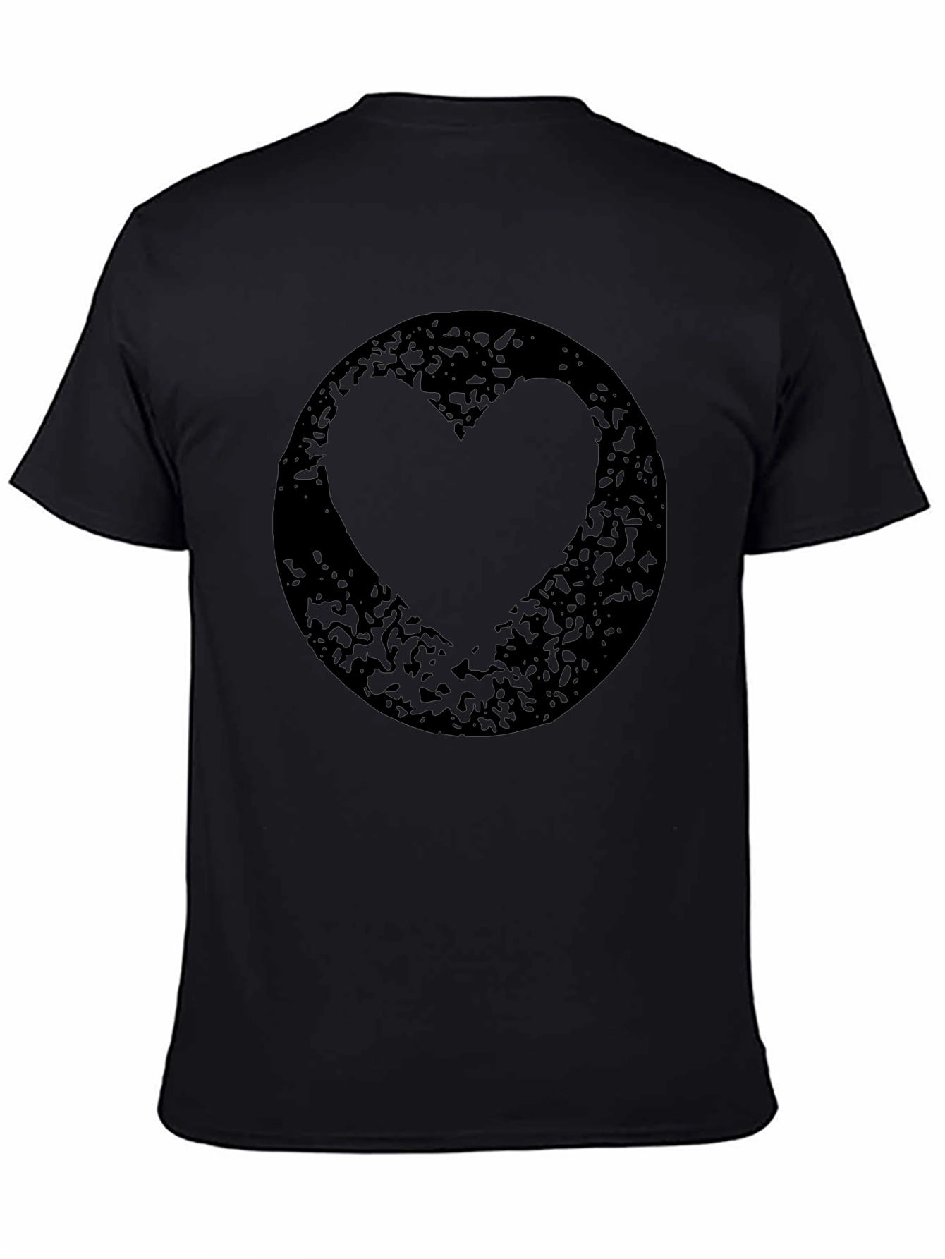 Grunge Heart Circle Black T-Shirt