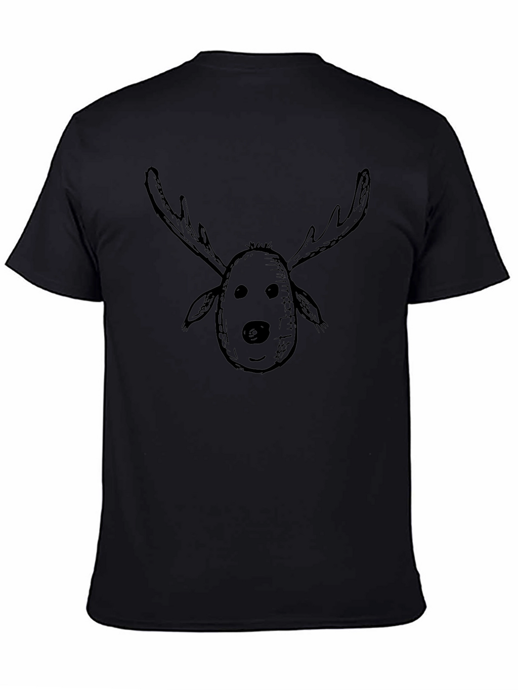 Mens Black Reindeer Graphic T-Shirt