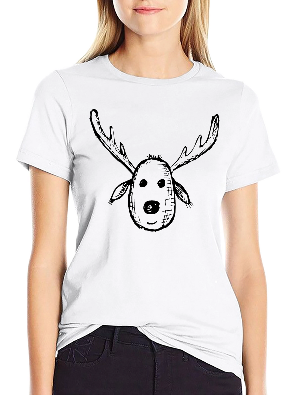 Mens Black Reindeer Graphic T-Shirt
