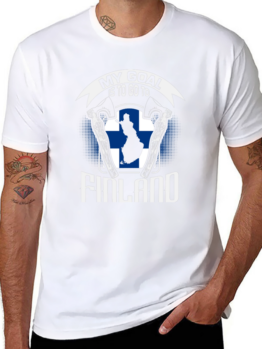 Finland Goal T-Shirt - Axe & Finnish Flag Design