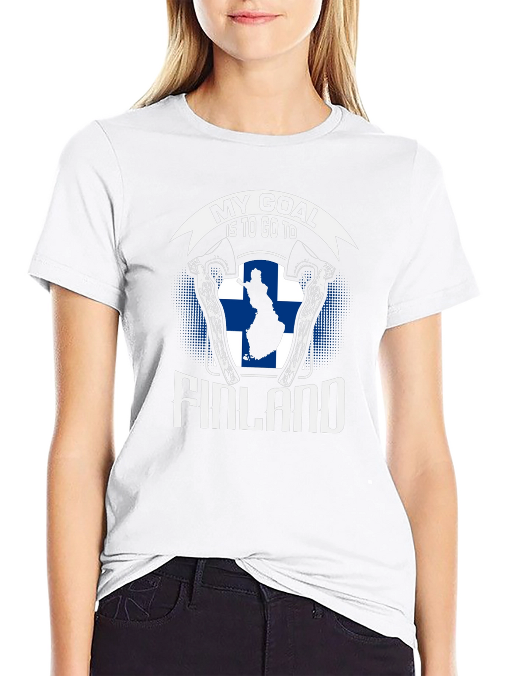 Finland Goal T-Shirt - Axe & Finnish Flag Design