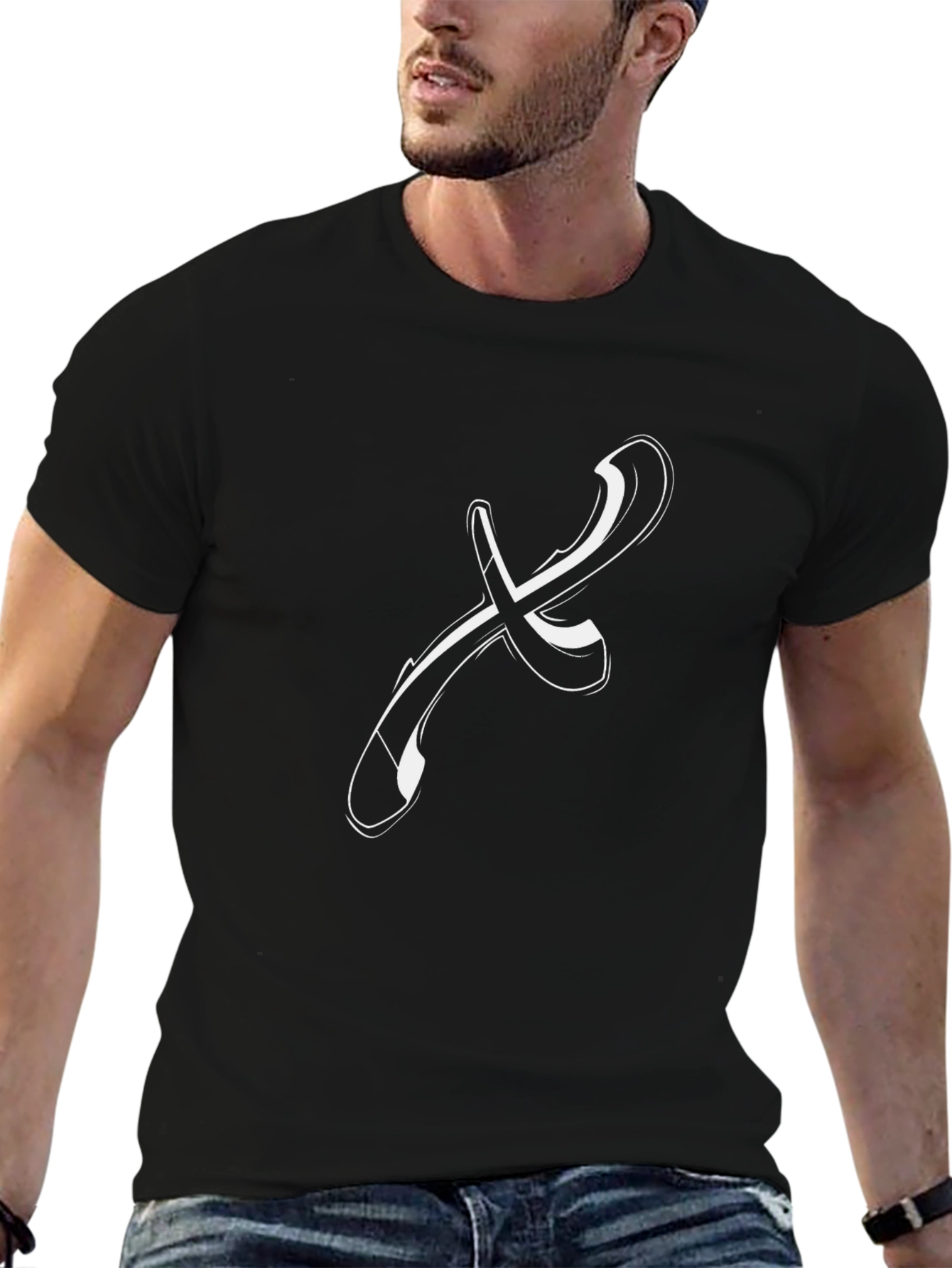 Abstract X Graphic Tee - Stylish Black Cotton T-Shirt