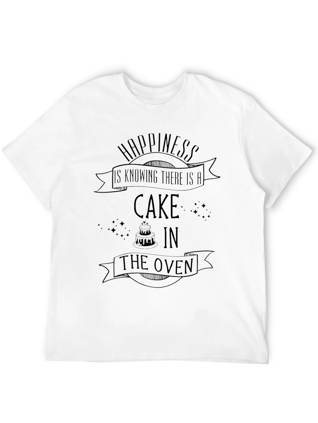 Happiness Is Cake Mens Black Graphic Tee