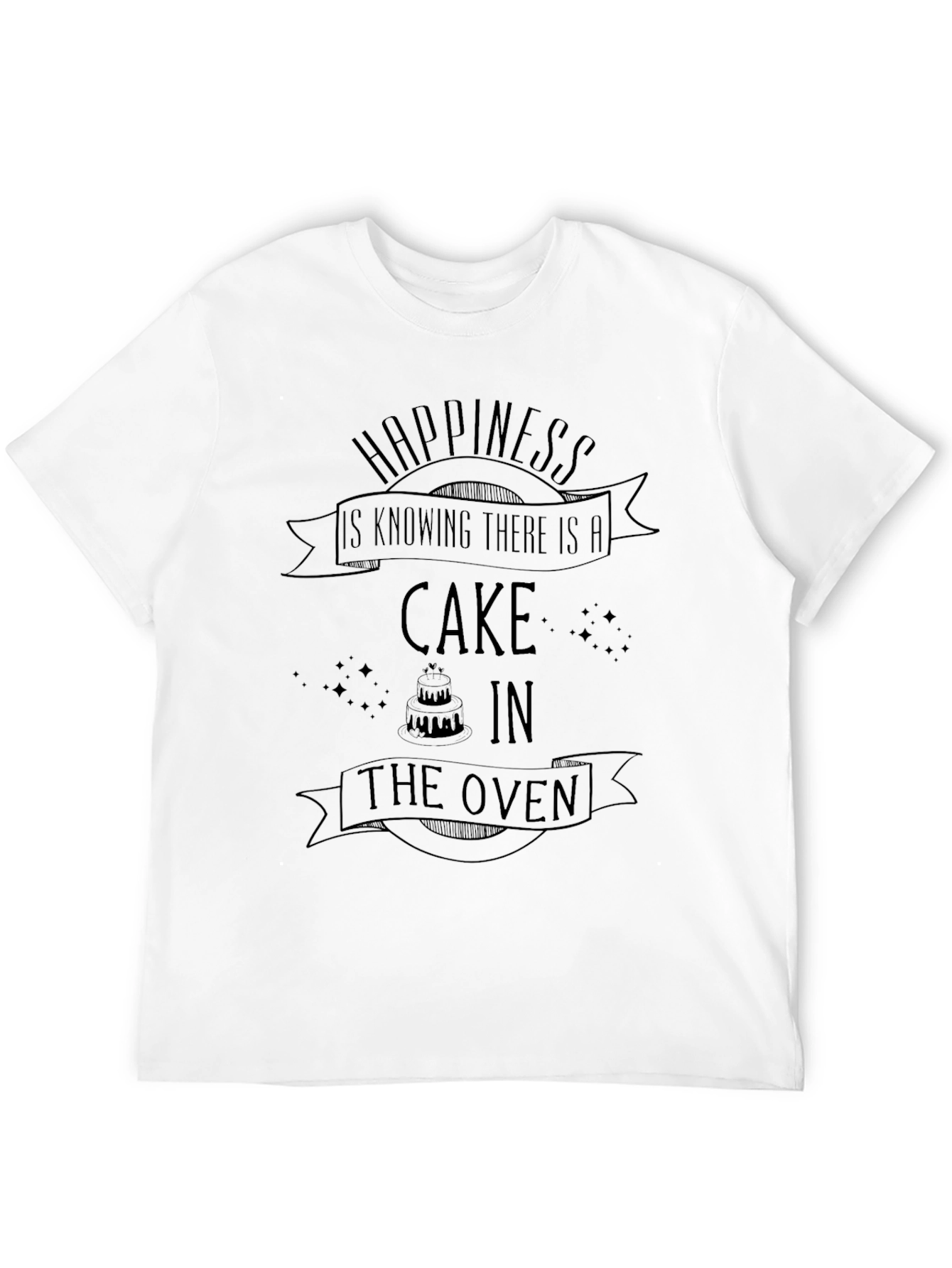 Happiness Is Cake Mens Black Graphic Tee