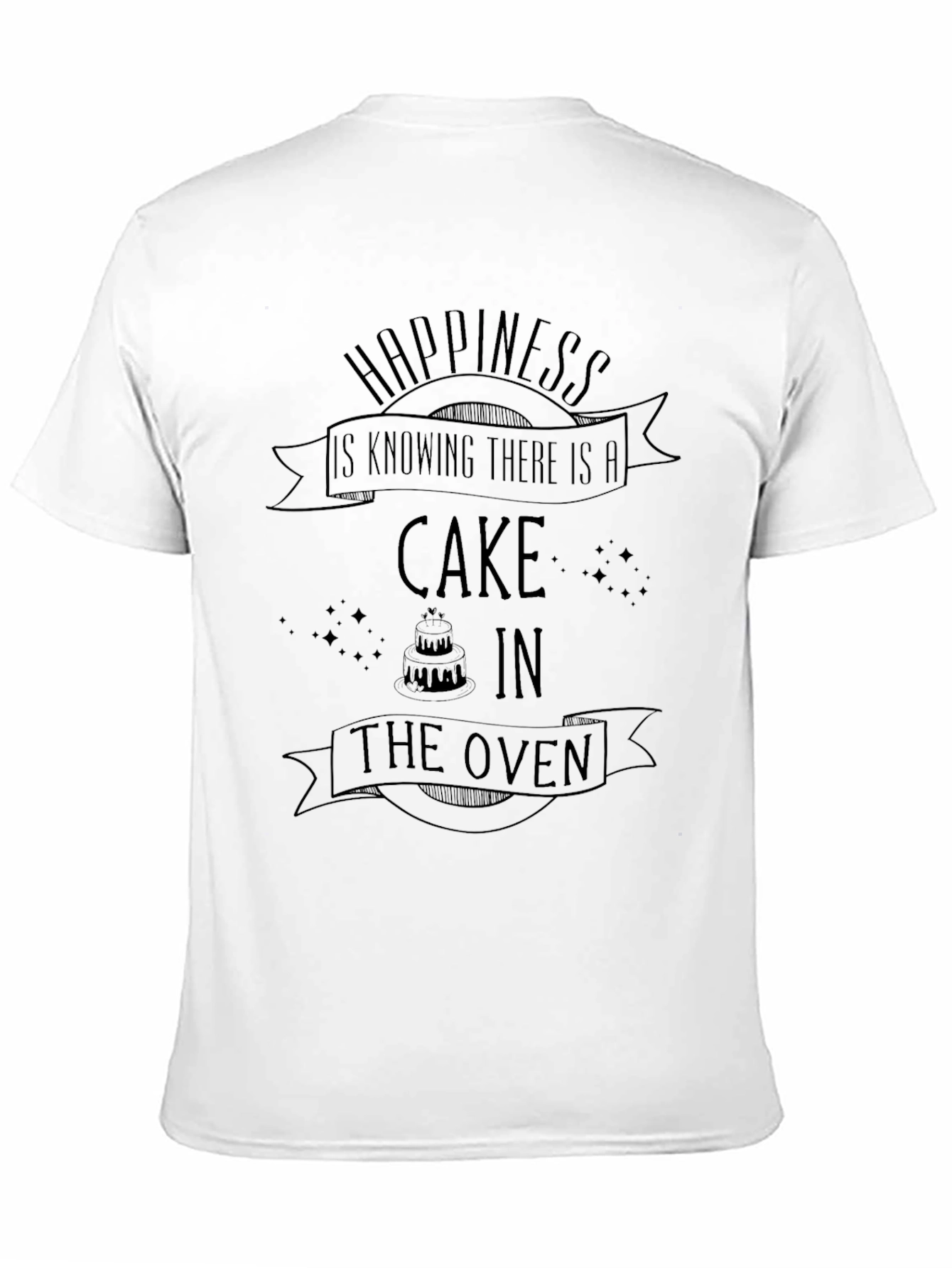 Happiness Is Cake Mens Black Graphic Tee
