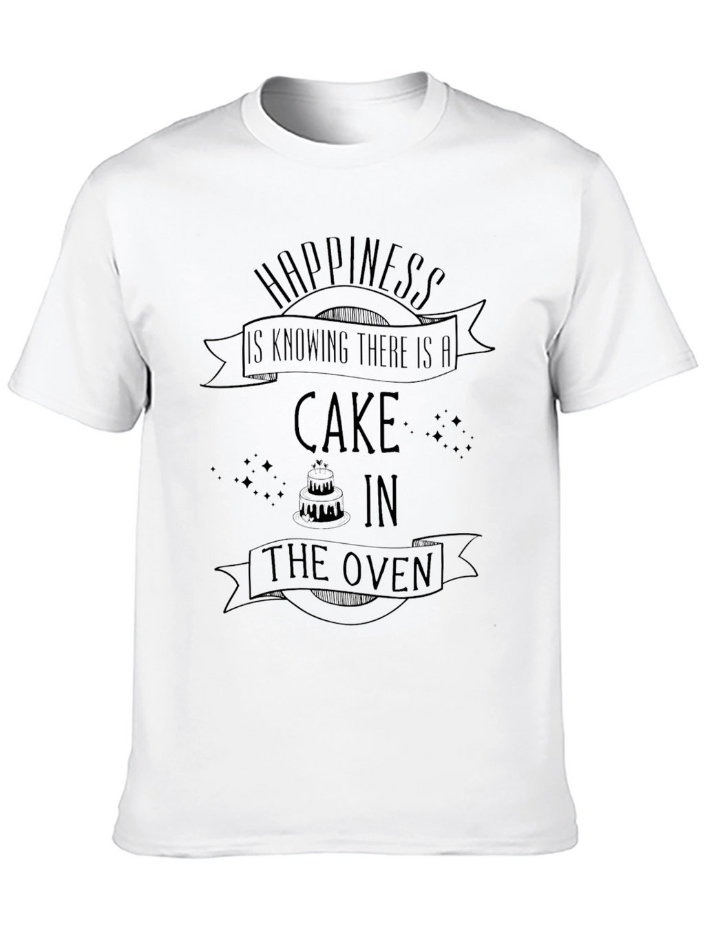 Happiness Is Cake Mens Black Graphic Tee