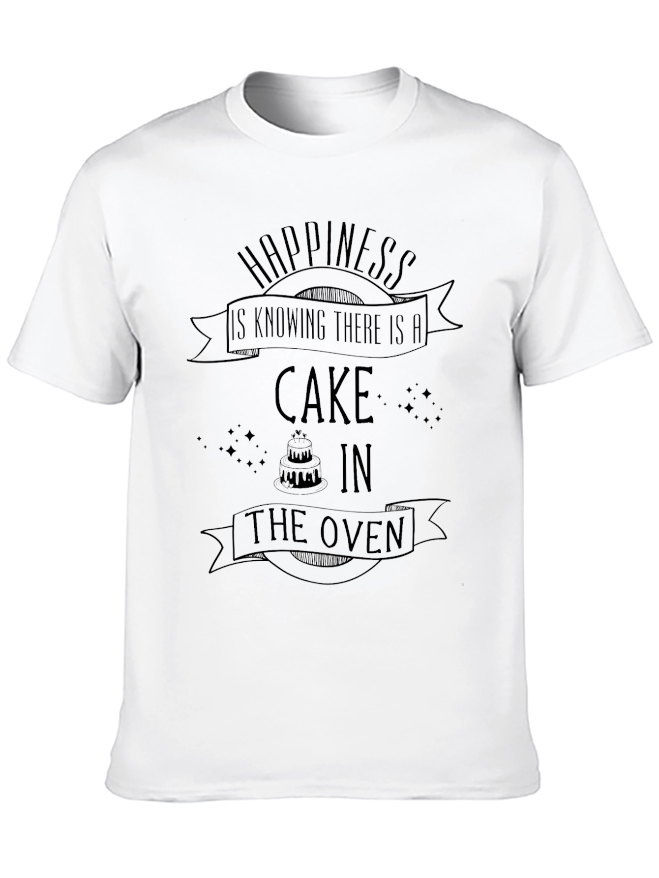 Happiness Is Cake Mens Black Graphic Tee