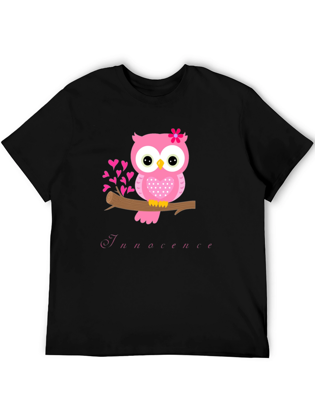 Owl Innocence T-Shirt - Cute Pink Bird Tee